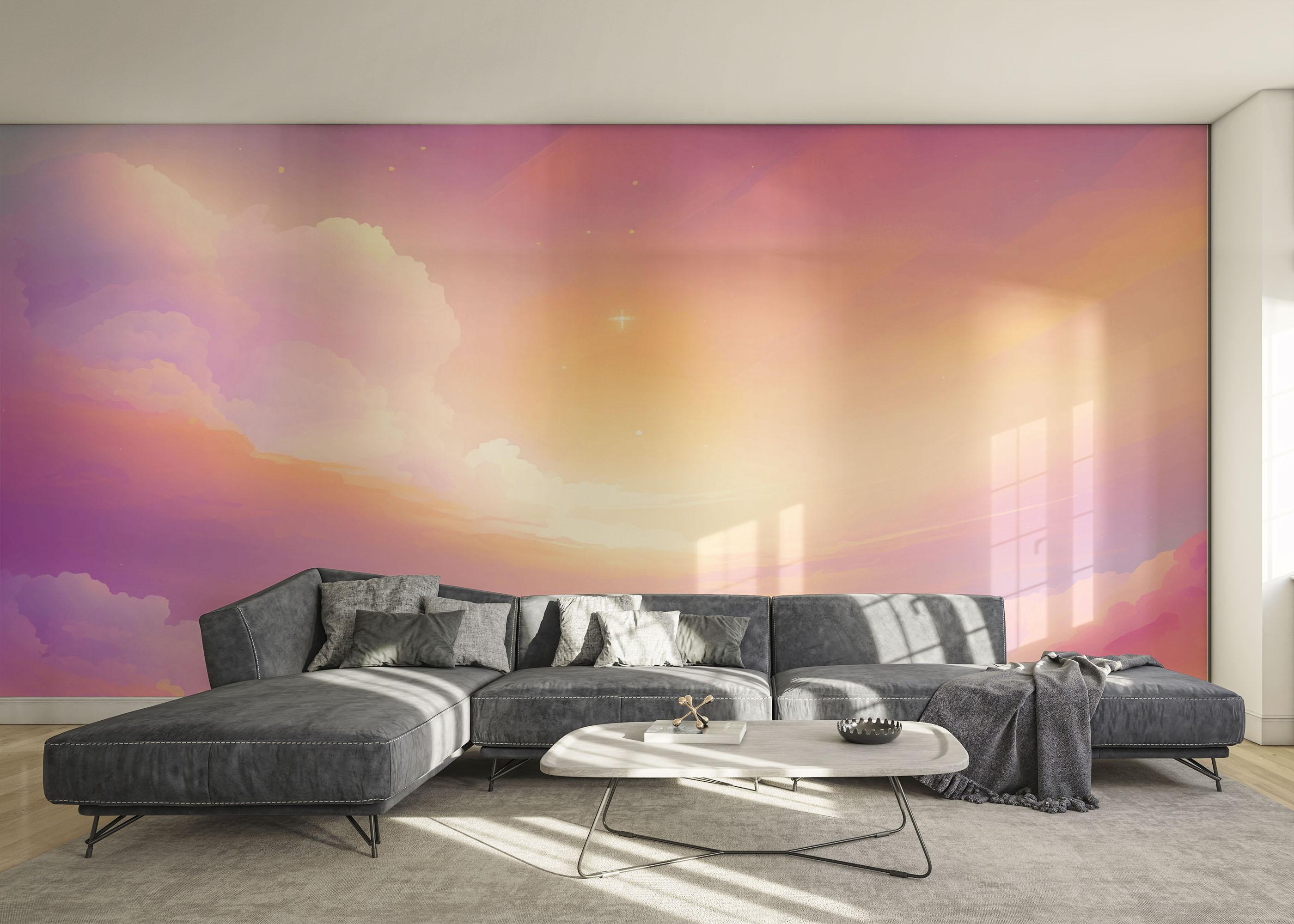 Fototapete Orange Pink Clouds mockup 0