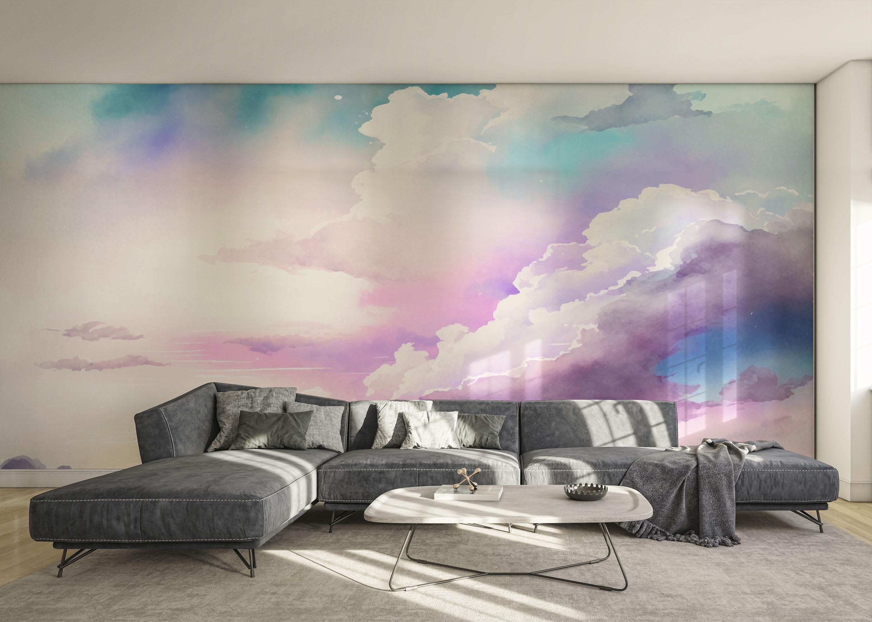 Fototapete Watercolor Purple Sky mockup 0