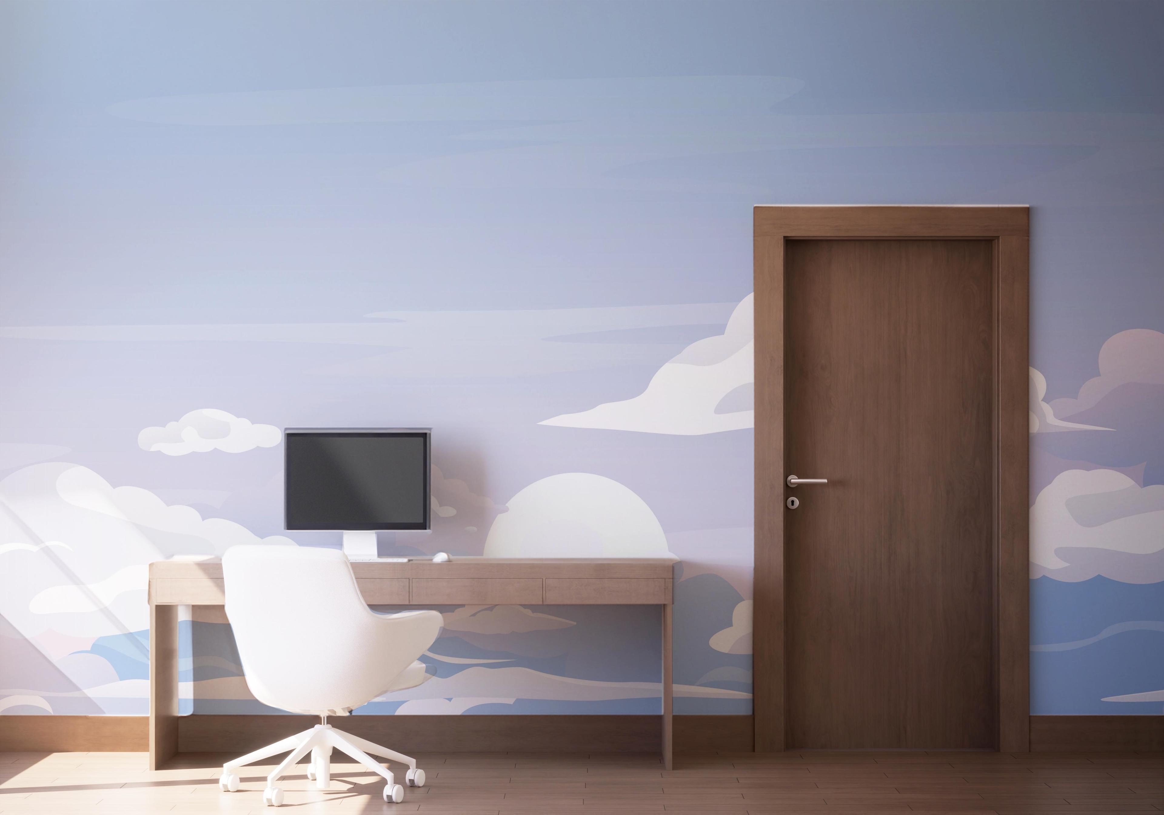 Fototapete Cartoon Clouds Art mockup 1