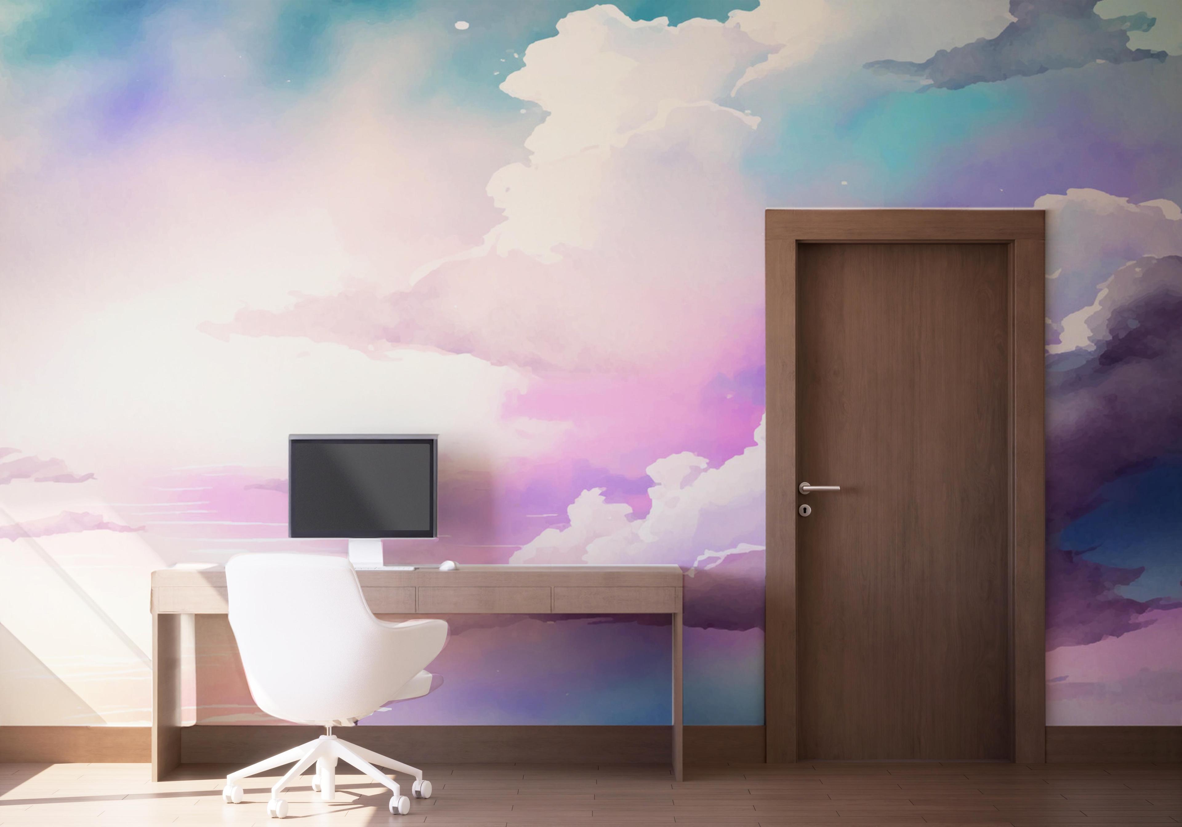 Fototapete Watercolor Purple Sky mockup 1