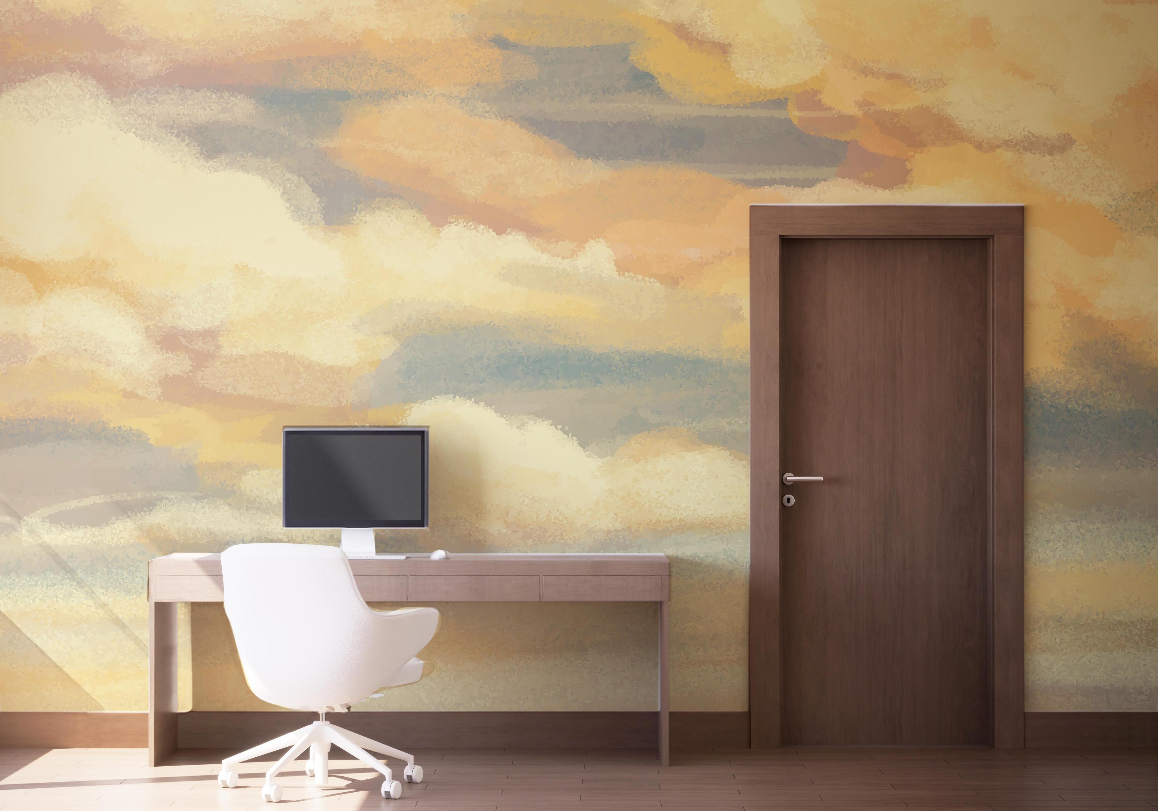 Fototapete Yellow Cream Clouds mockup 1