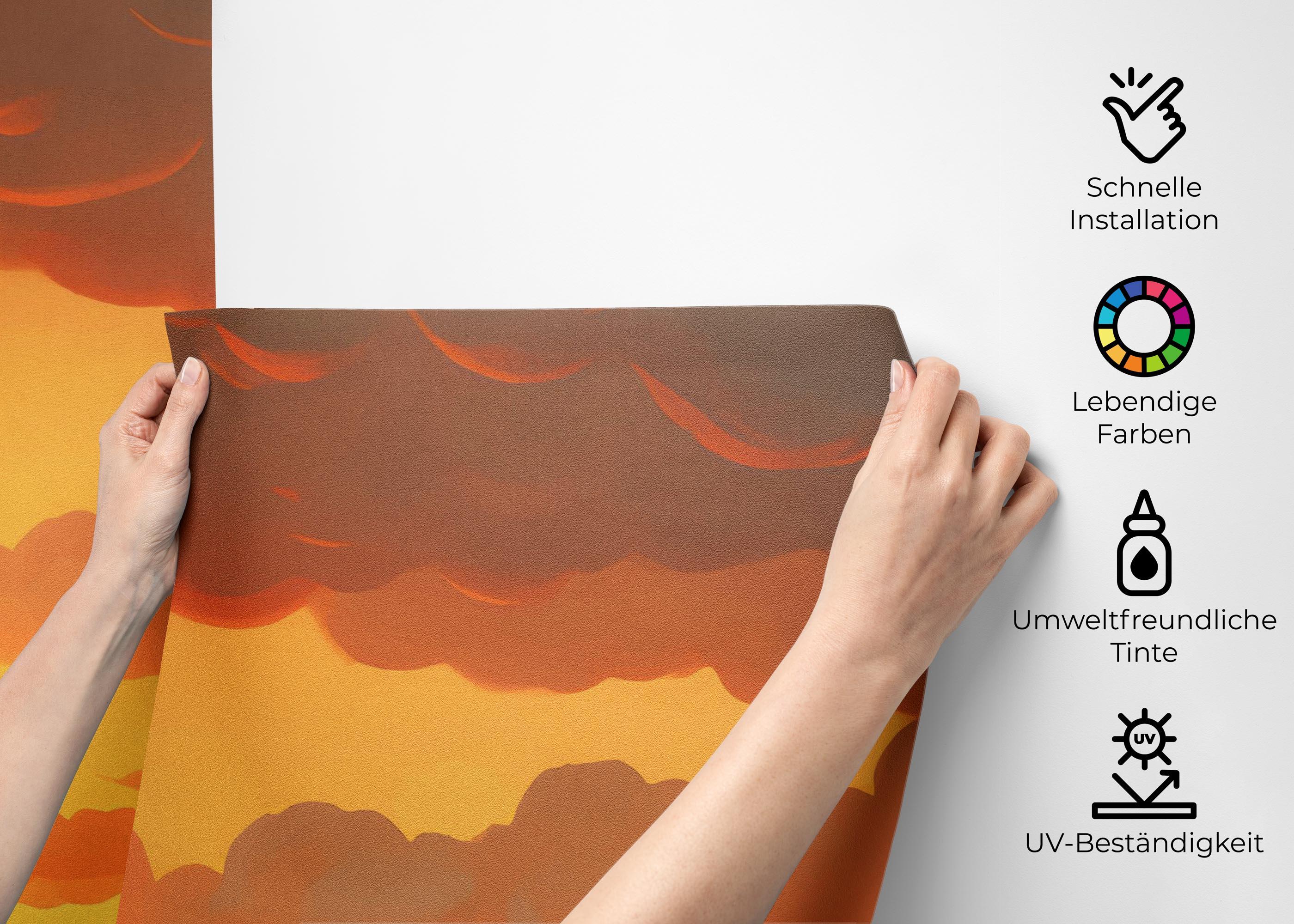 Fototapete Orange Cloud Light mockup 2