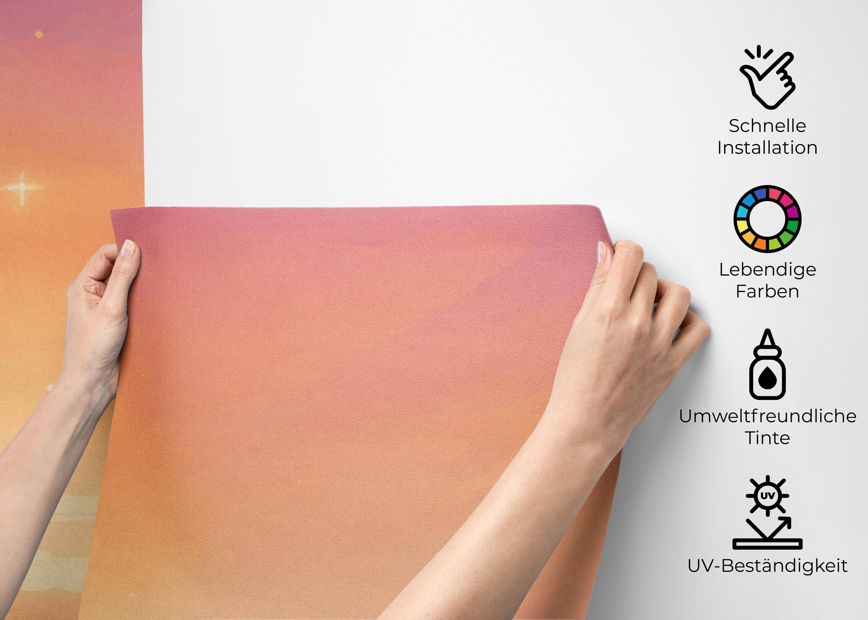 Fototapete Orange Pink Clouds mockup 2