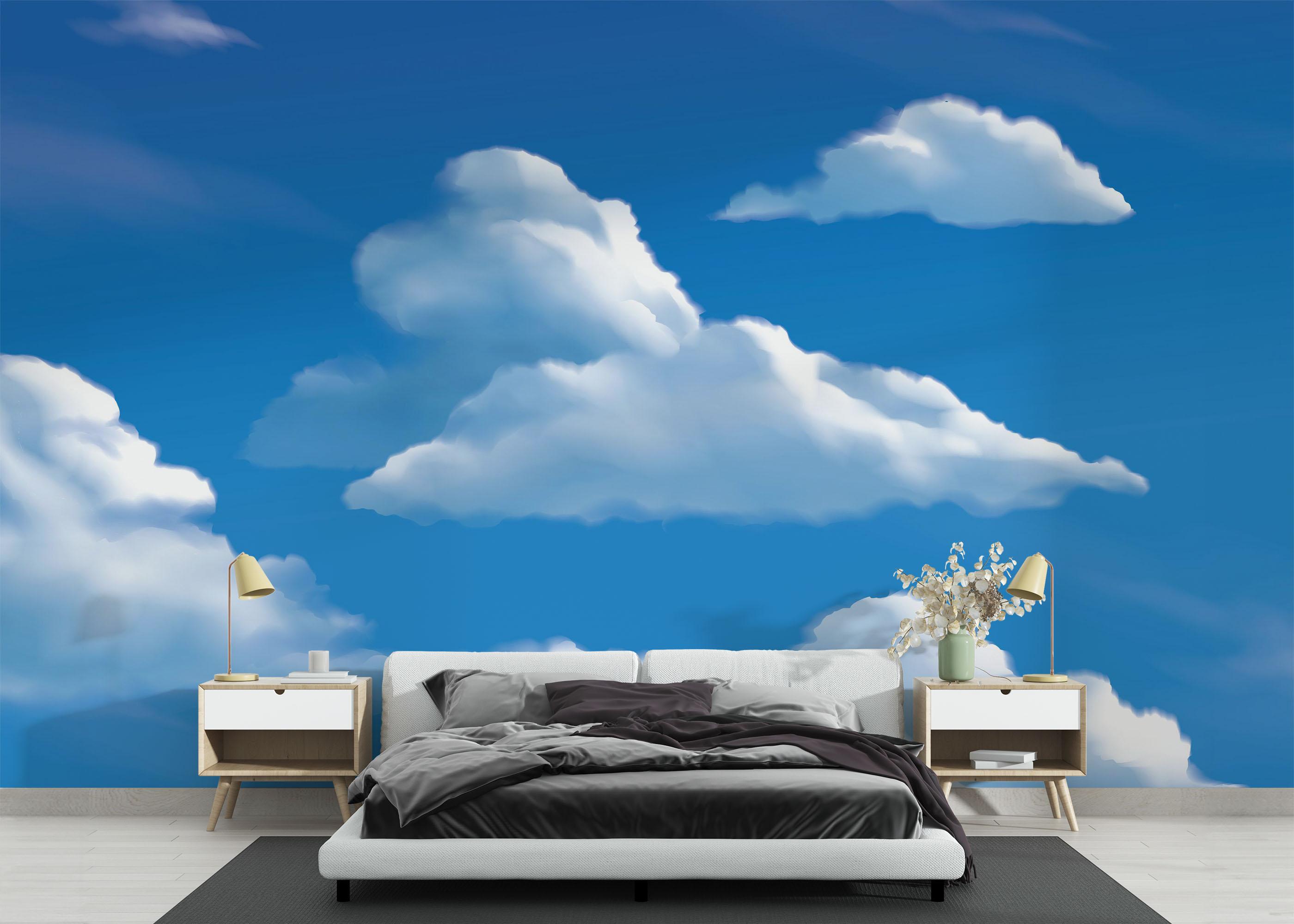 Fototapete Cute White Clouds mockup 3