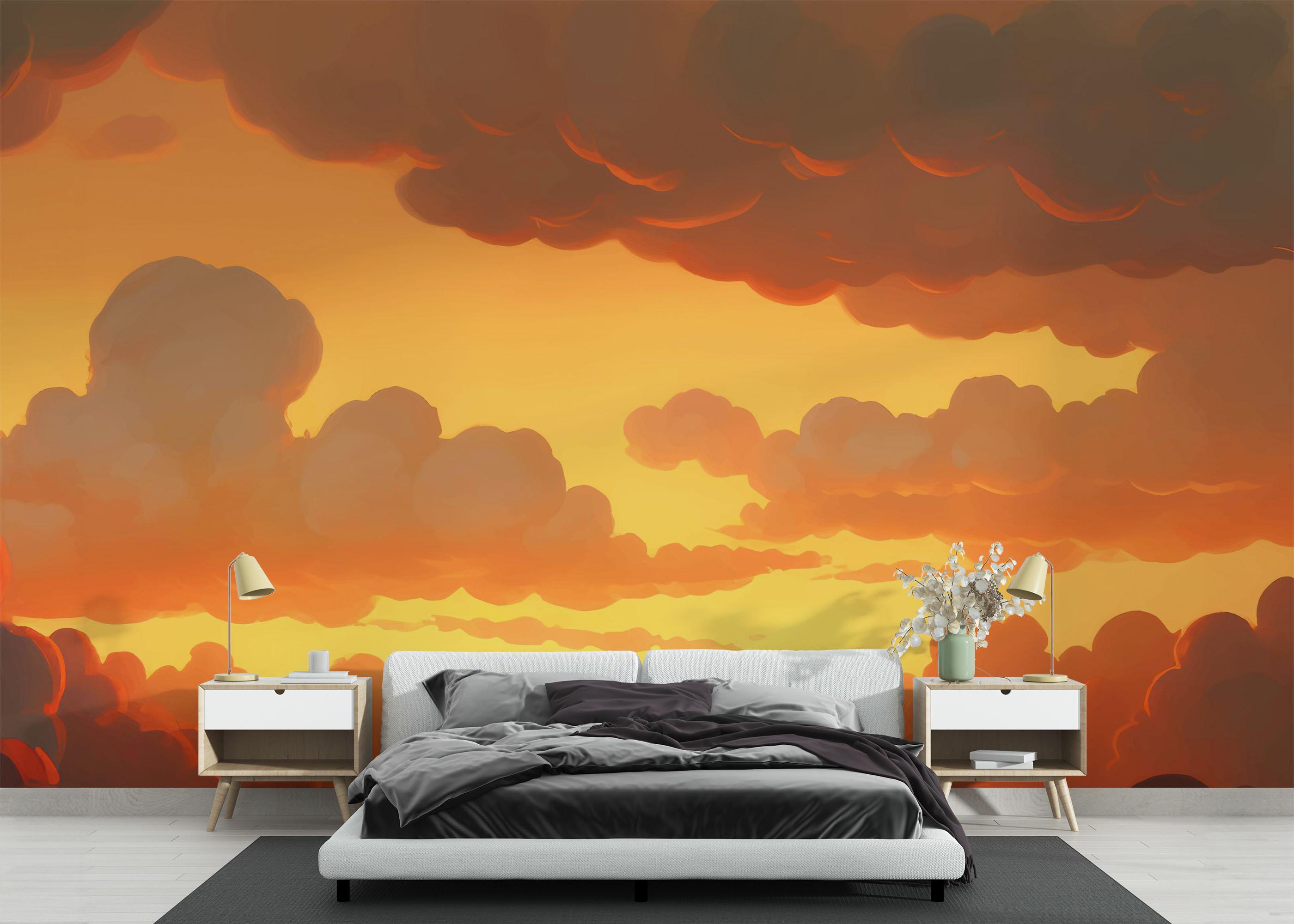 Fototapete Orange Cloud Light mockup 3