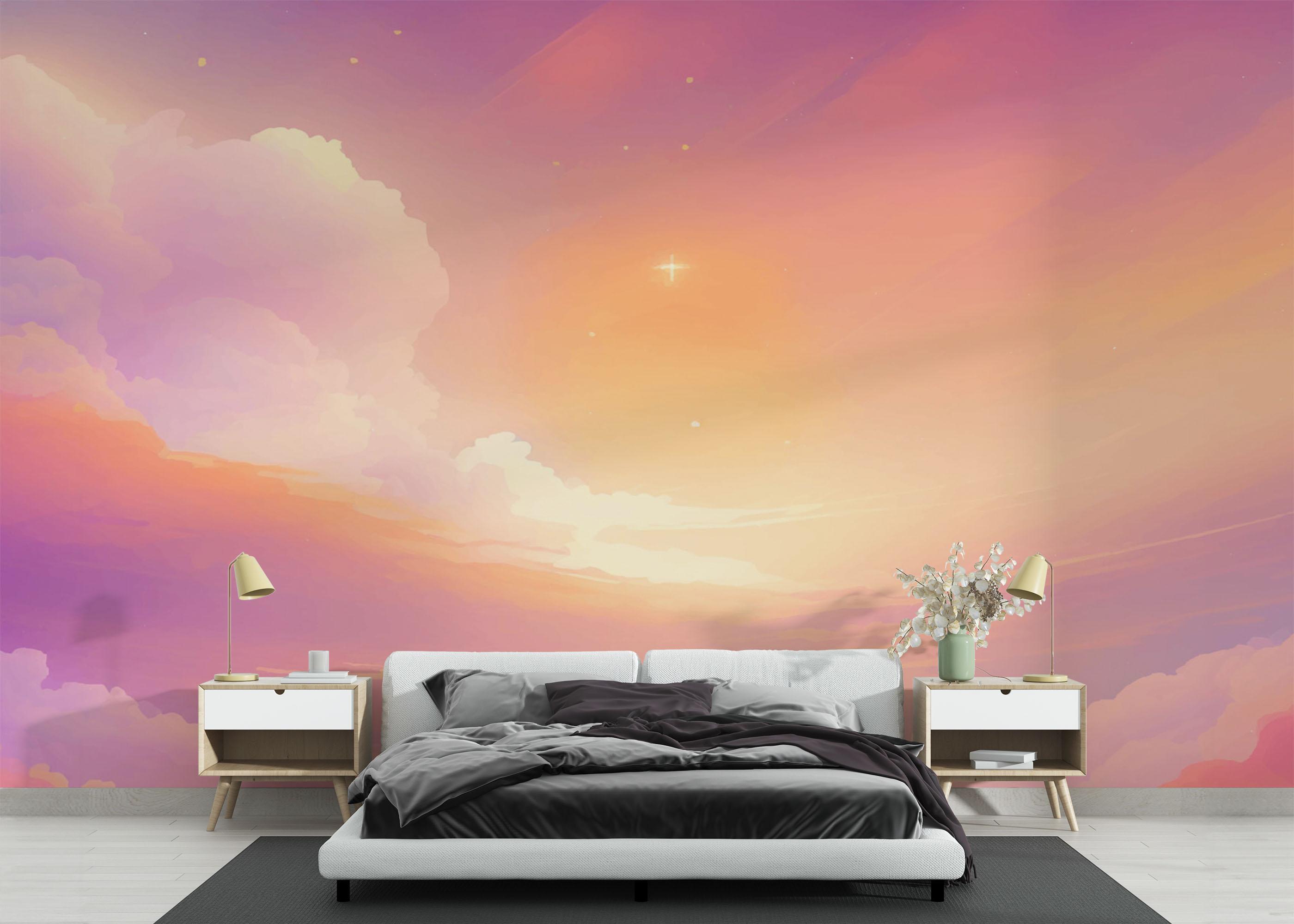 Fototapete Orange Pink Clouds mockup 3