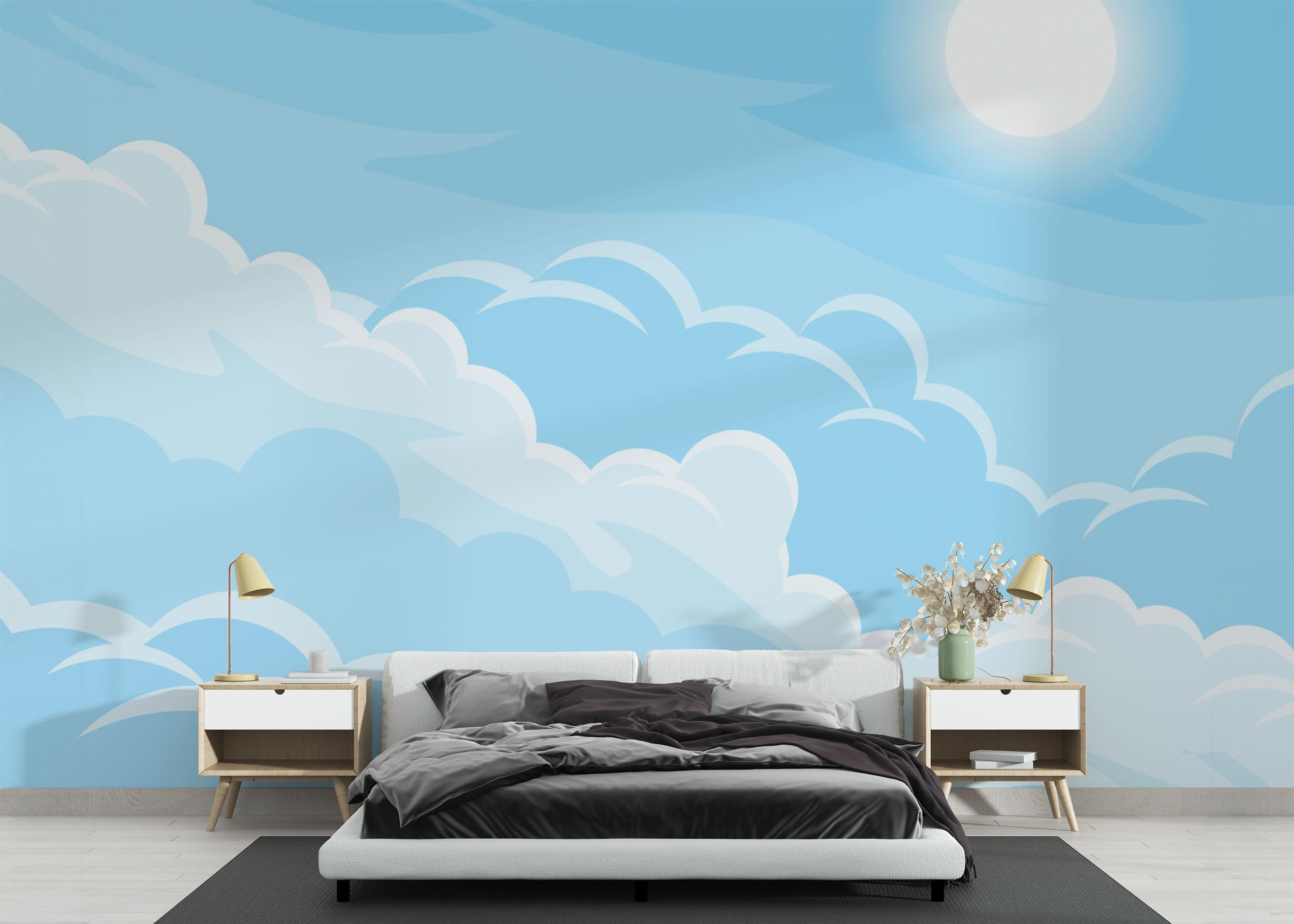Fototapete Simple Blue Cloud mockup 3