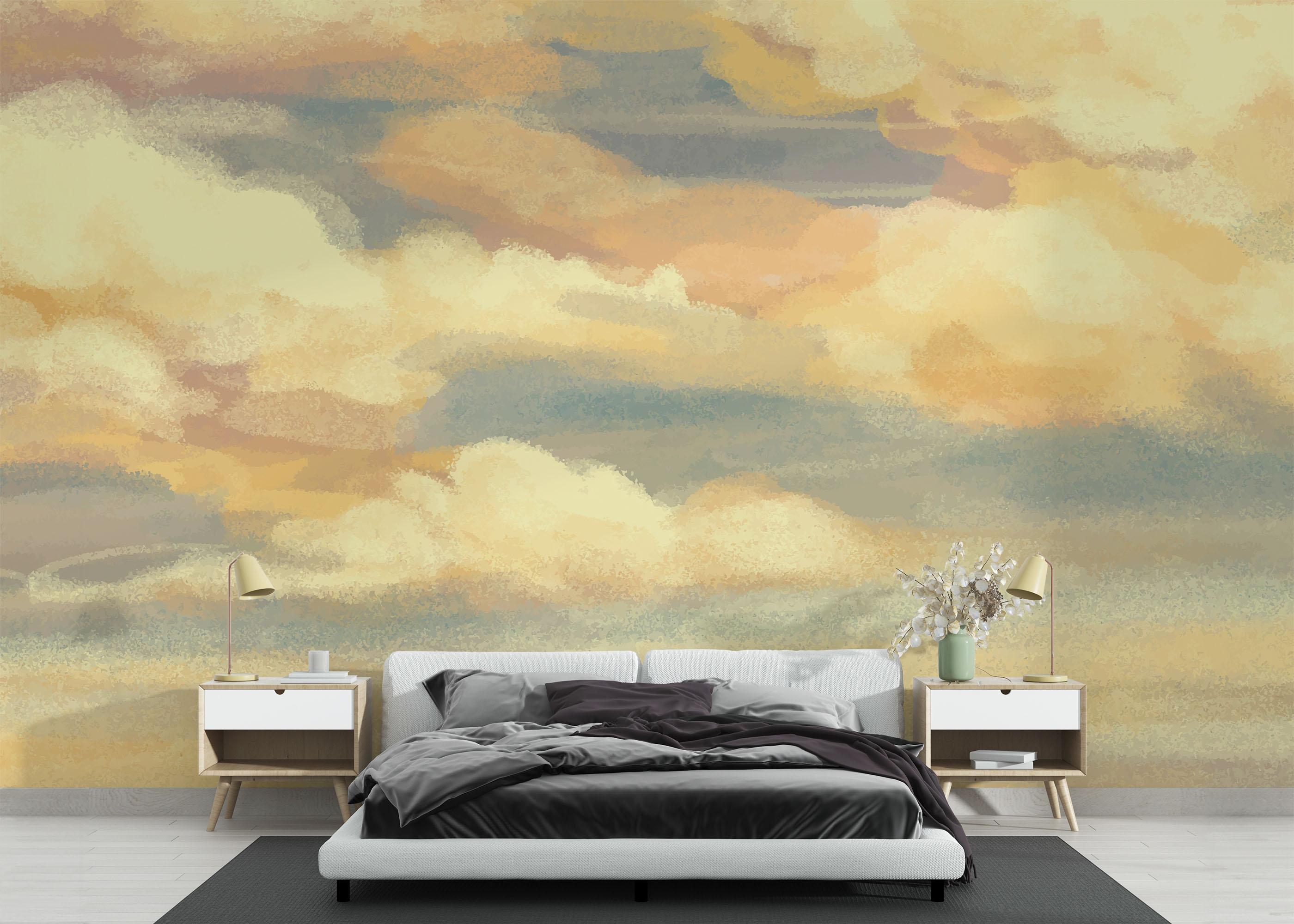 Fototapete Yellow Cream Clouds mockup 3