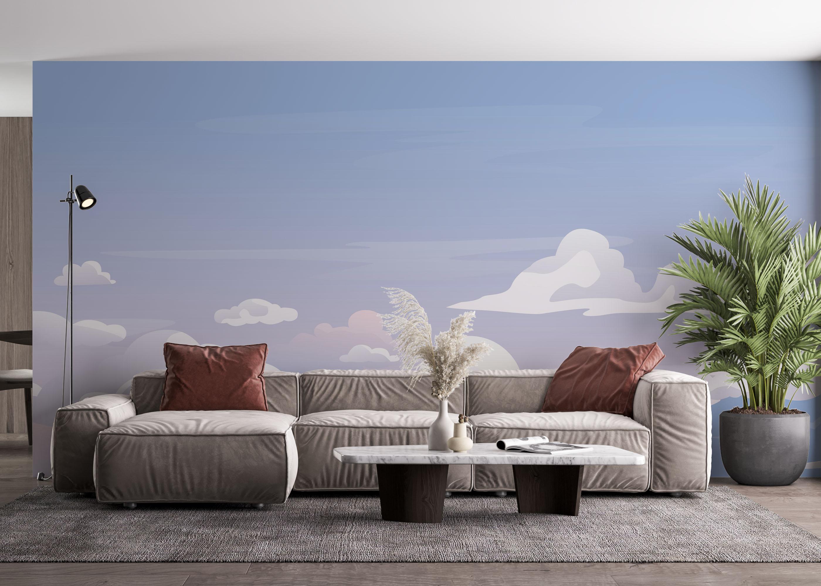 Fototapete Cartoon Clouds Art mockup 4