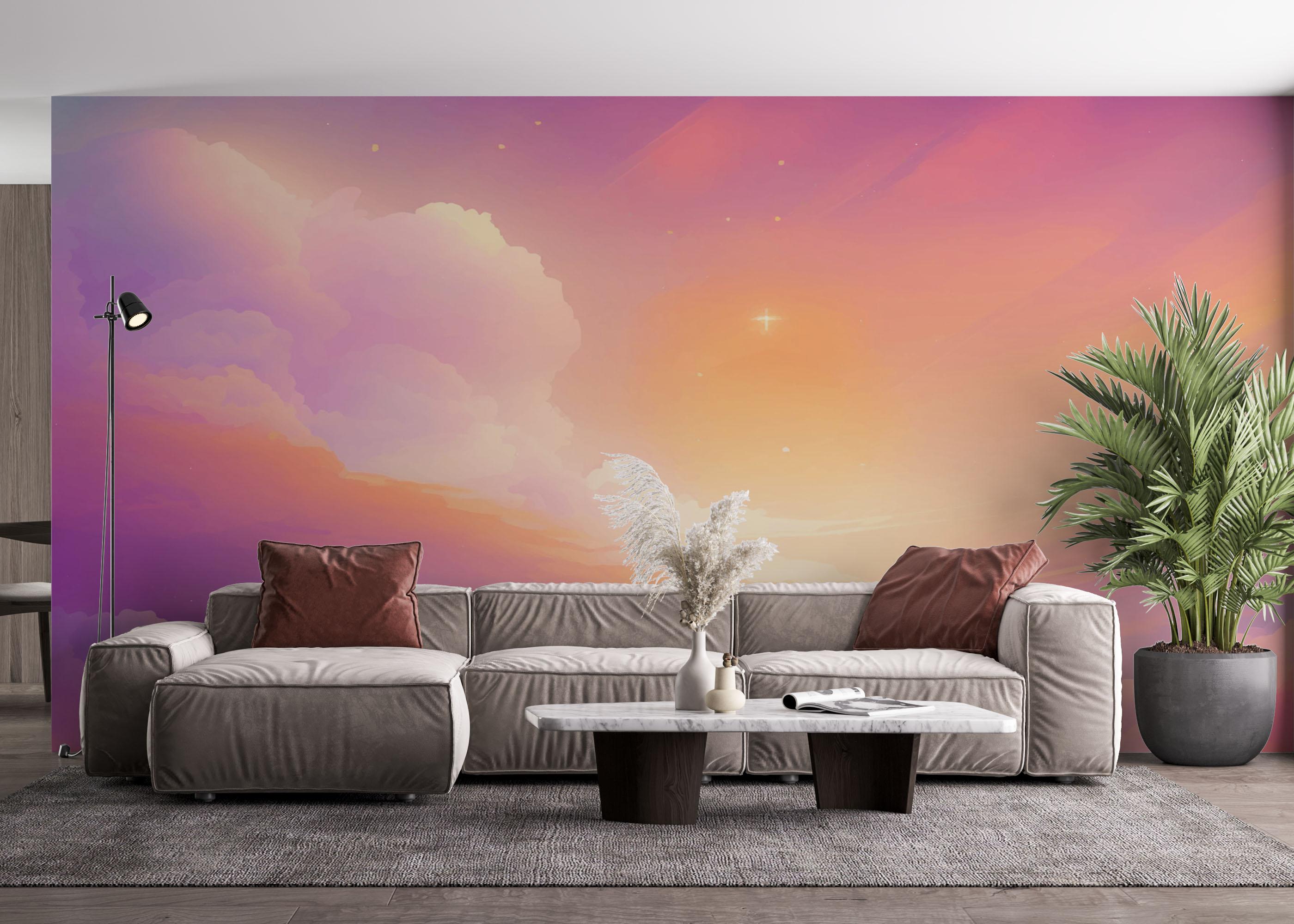 Fototapete Orange Pink Clouds mockup 4