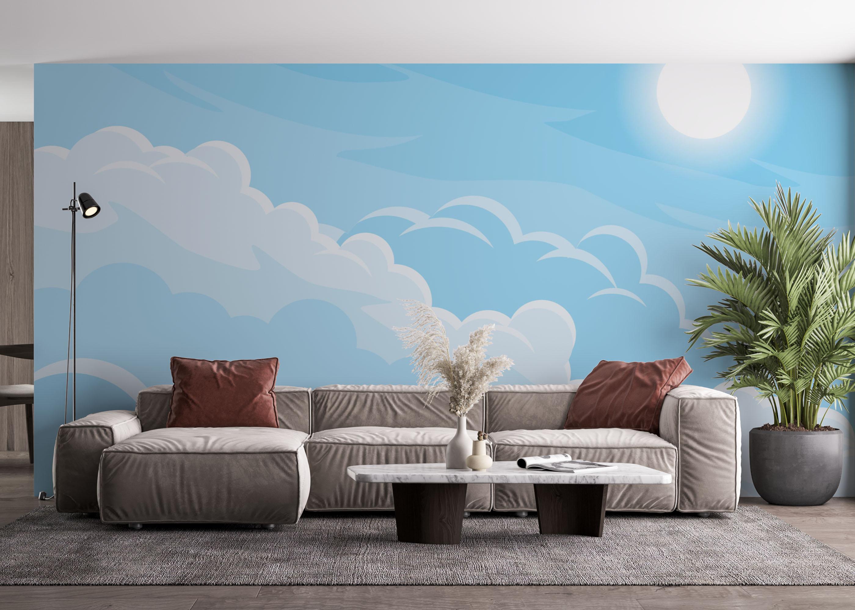 Fototapete Simple Blue Cloud mockup 4