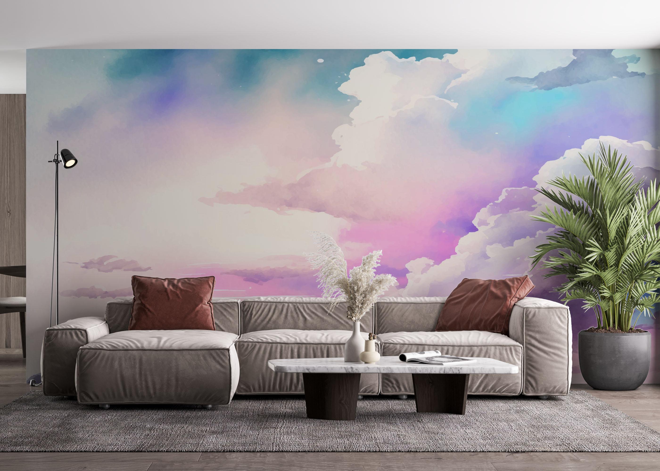 Fototapete Watercolor Purple Sky mockup 4