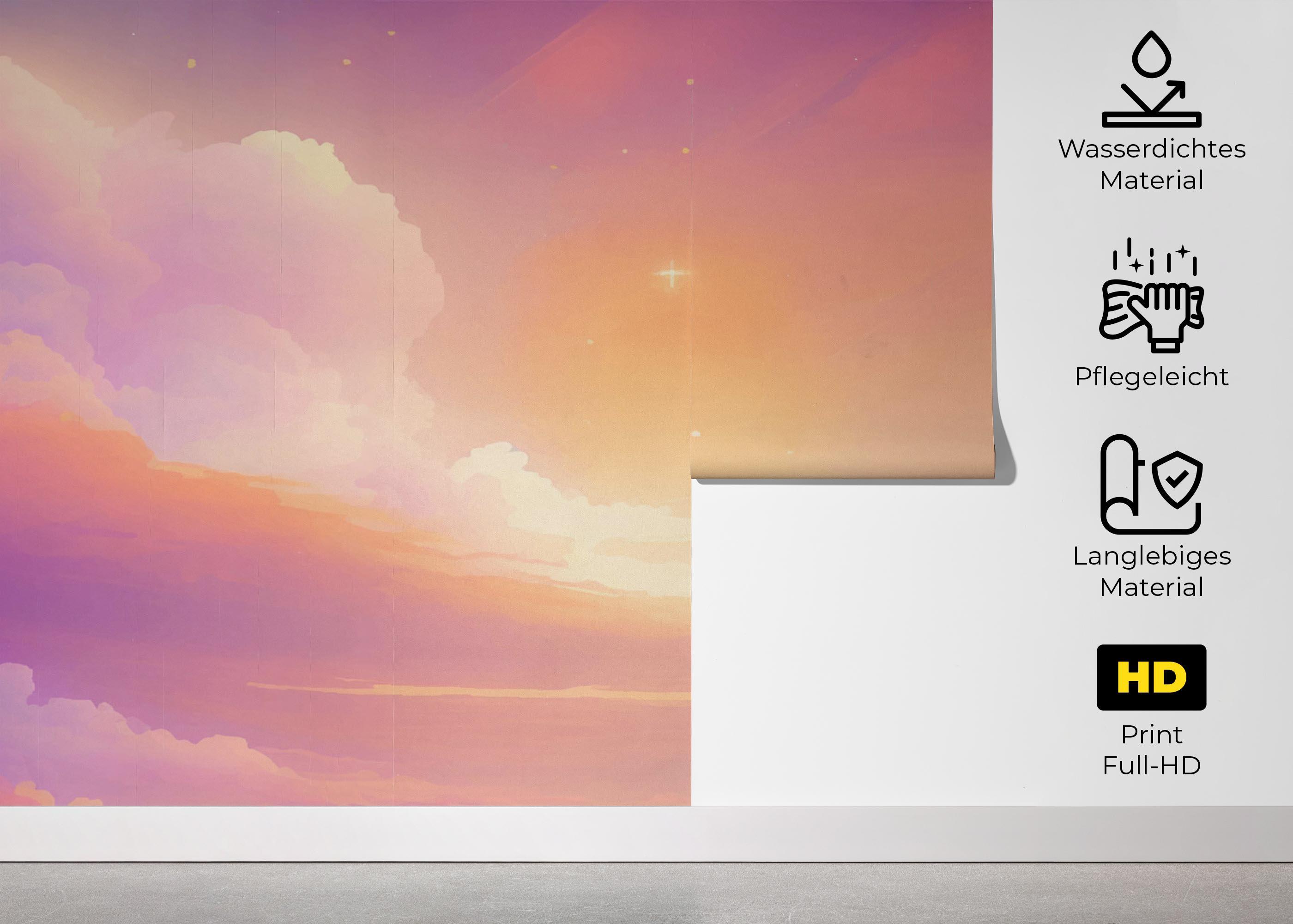 Fototapete Orange Pink Clouds mockup 5