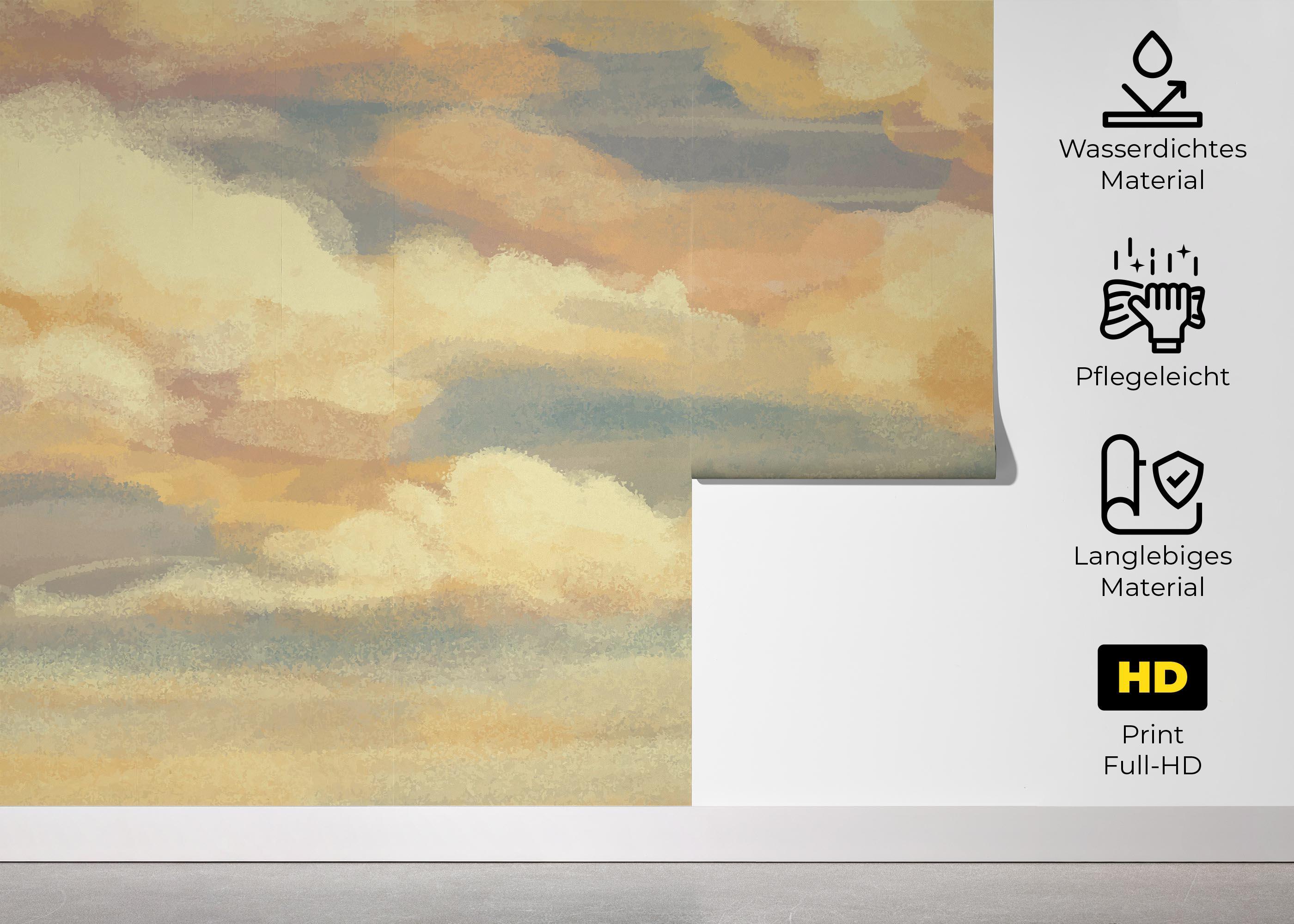 Fototapete Yellow Cream Clouds mockup 5