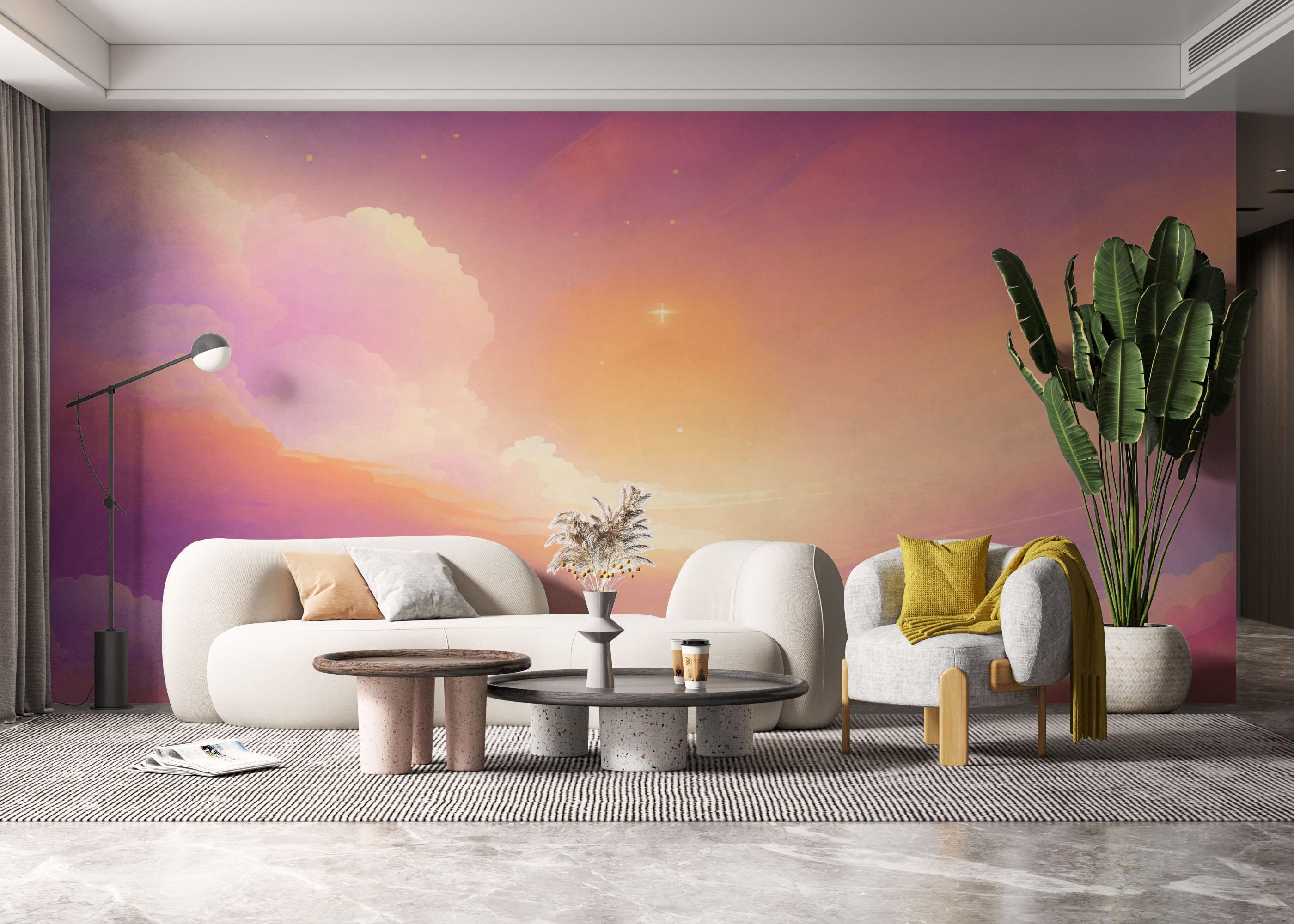 Fototapete Orange Pink Clouds mockup 6