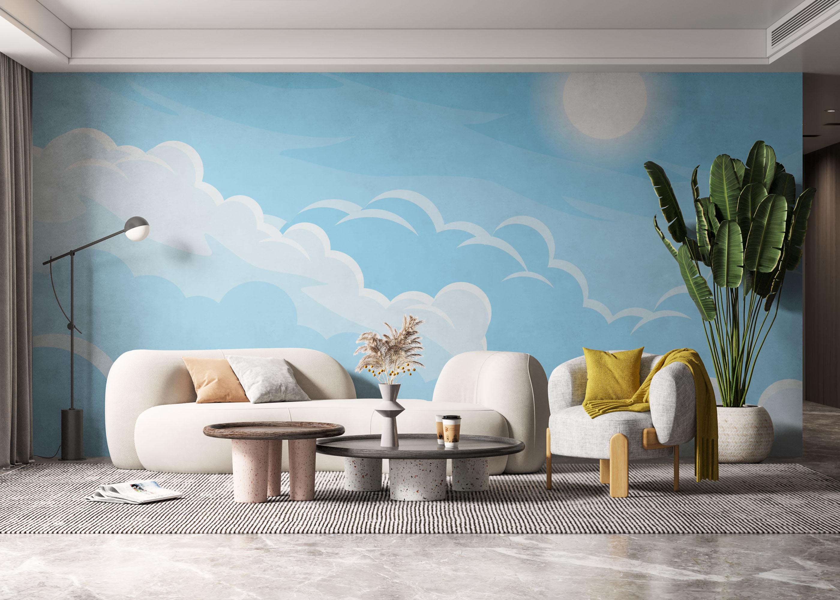 Fototapete Simple Blue Cloud mockup 6