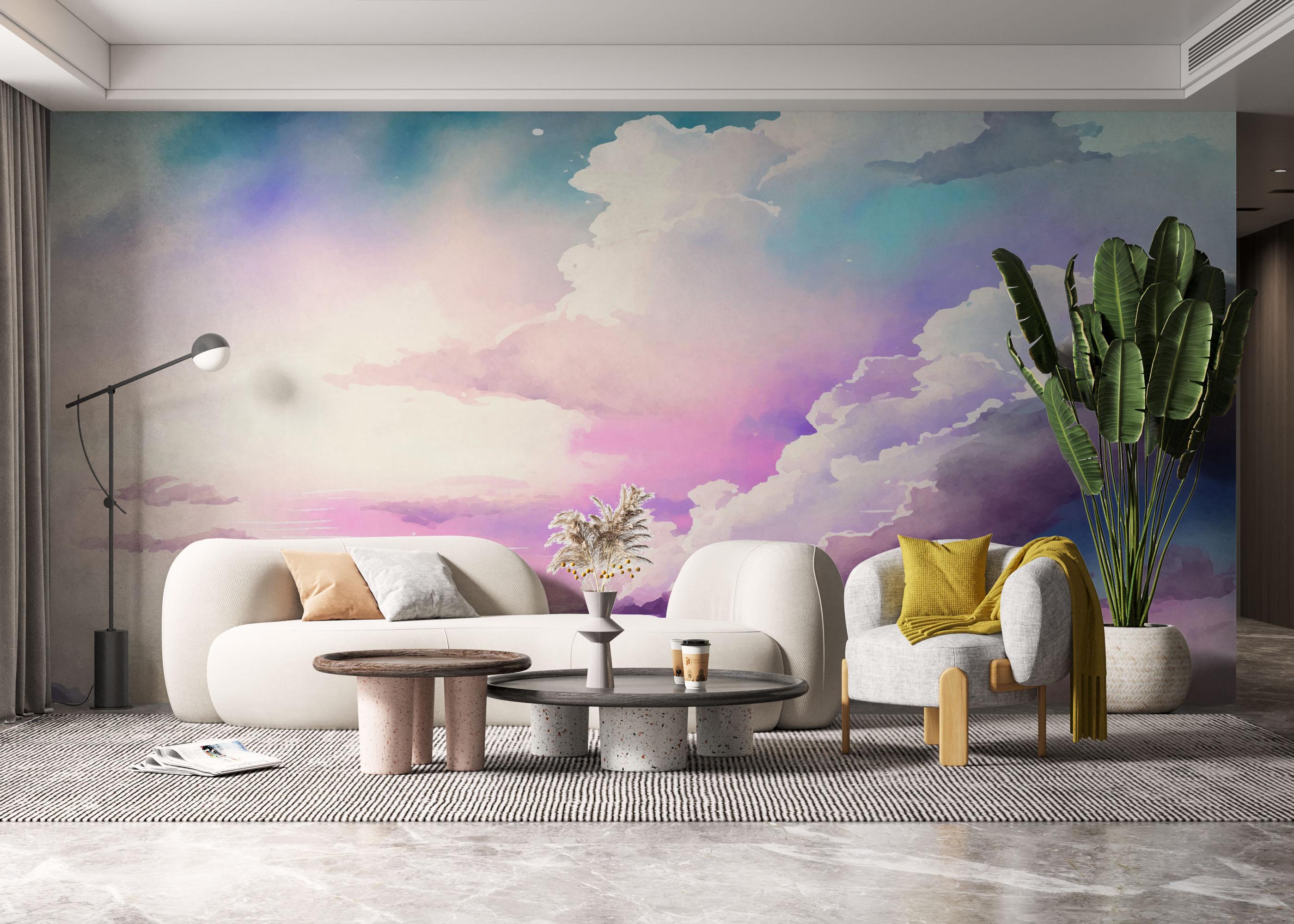 Fototapete Watercolor Purple Sky mockup 6