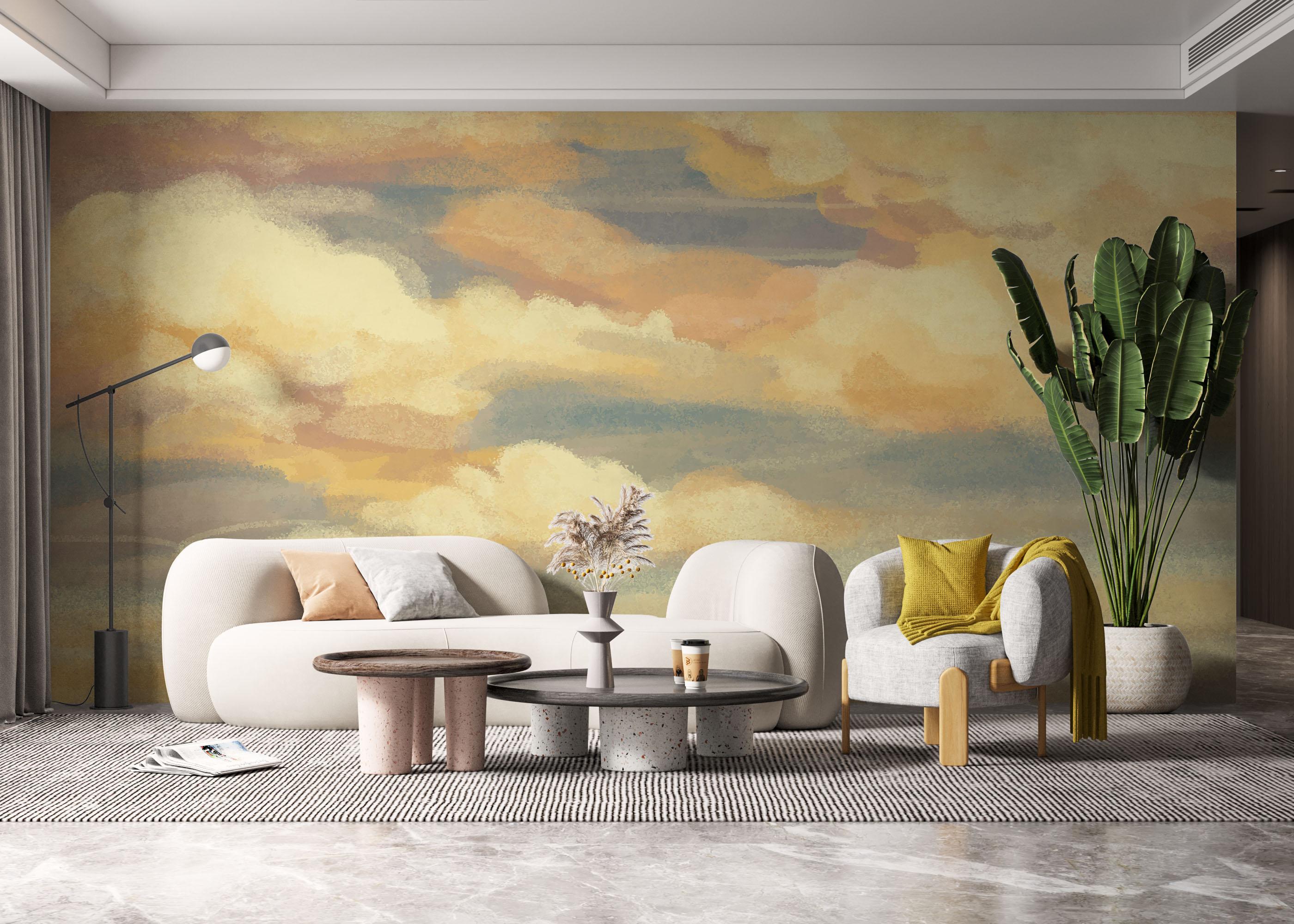 Fototapete Yellow Cream Clouds mockup 6