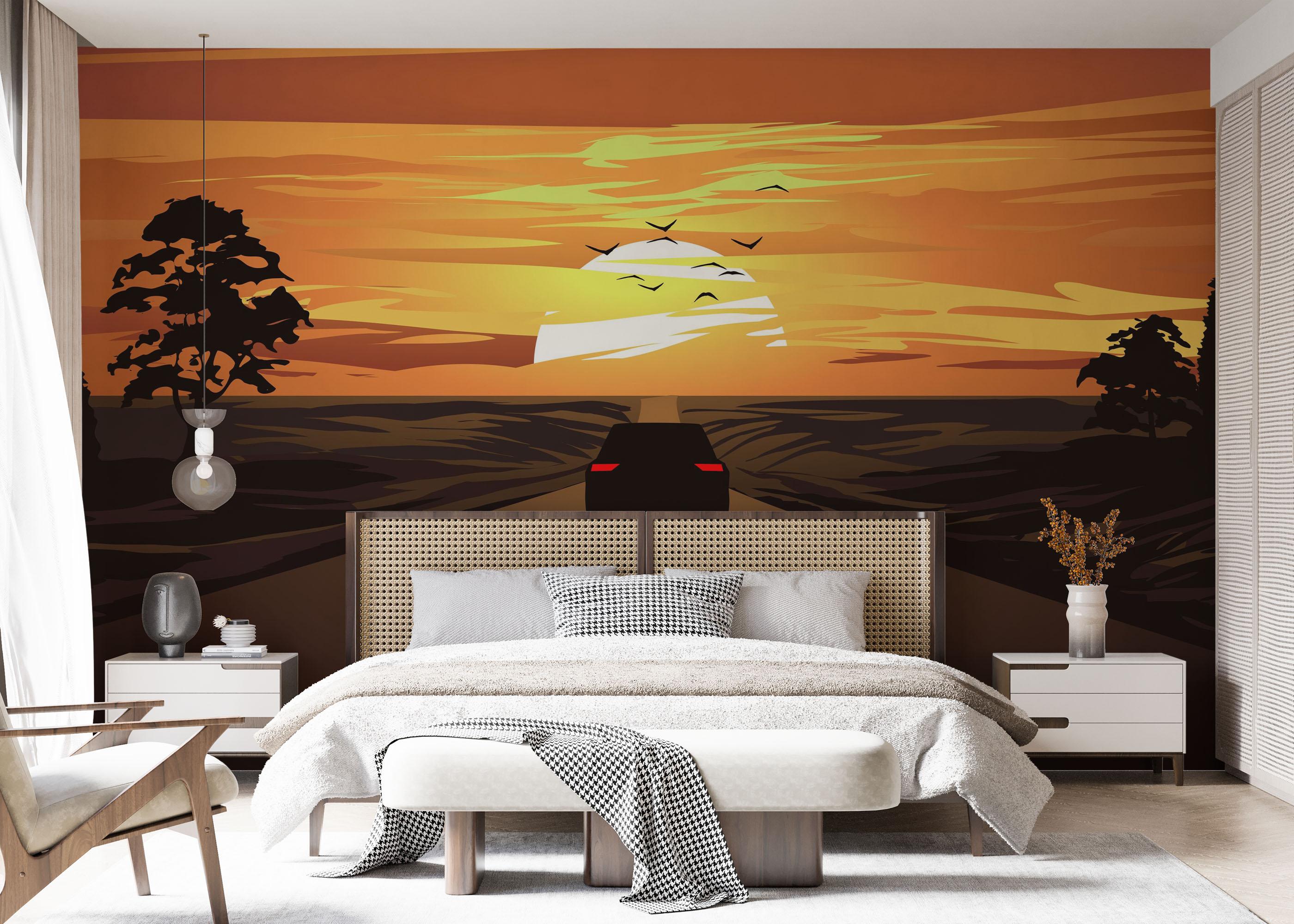 Fototapete Car Sunset Desert mockup 7