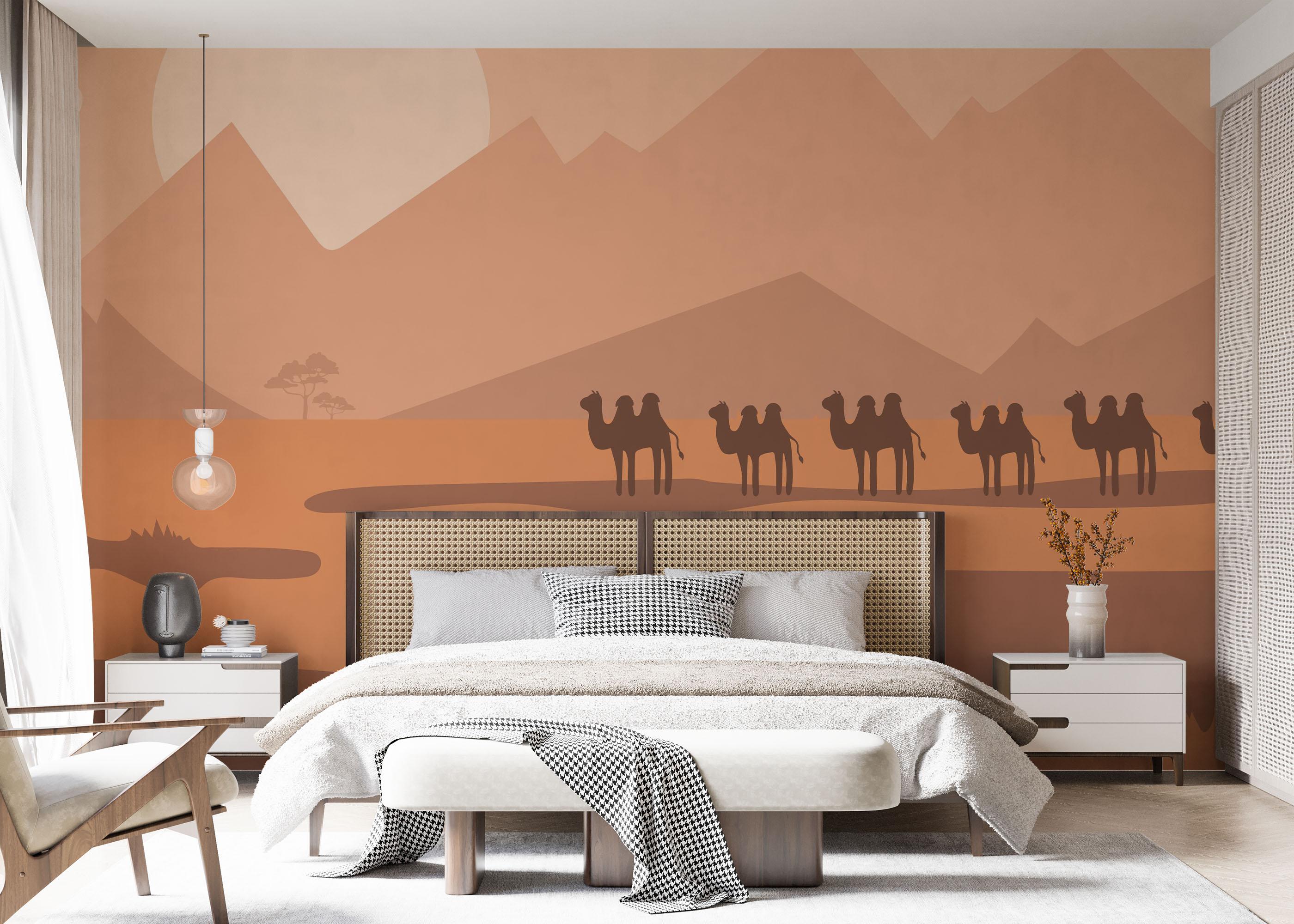 Fototapete Cream Desert Camels mockup 7