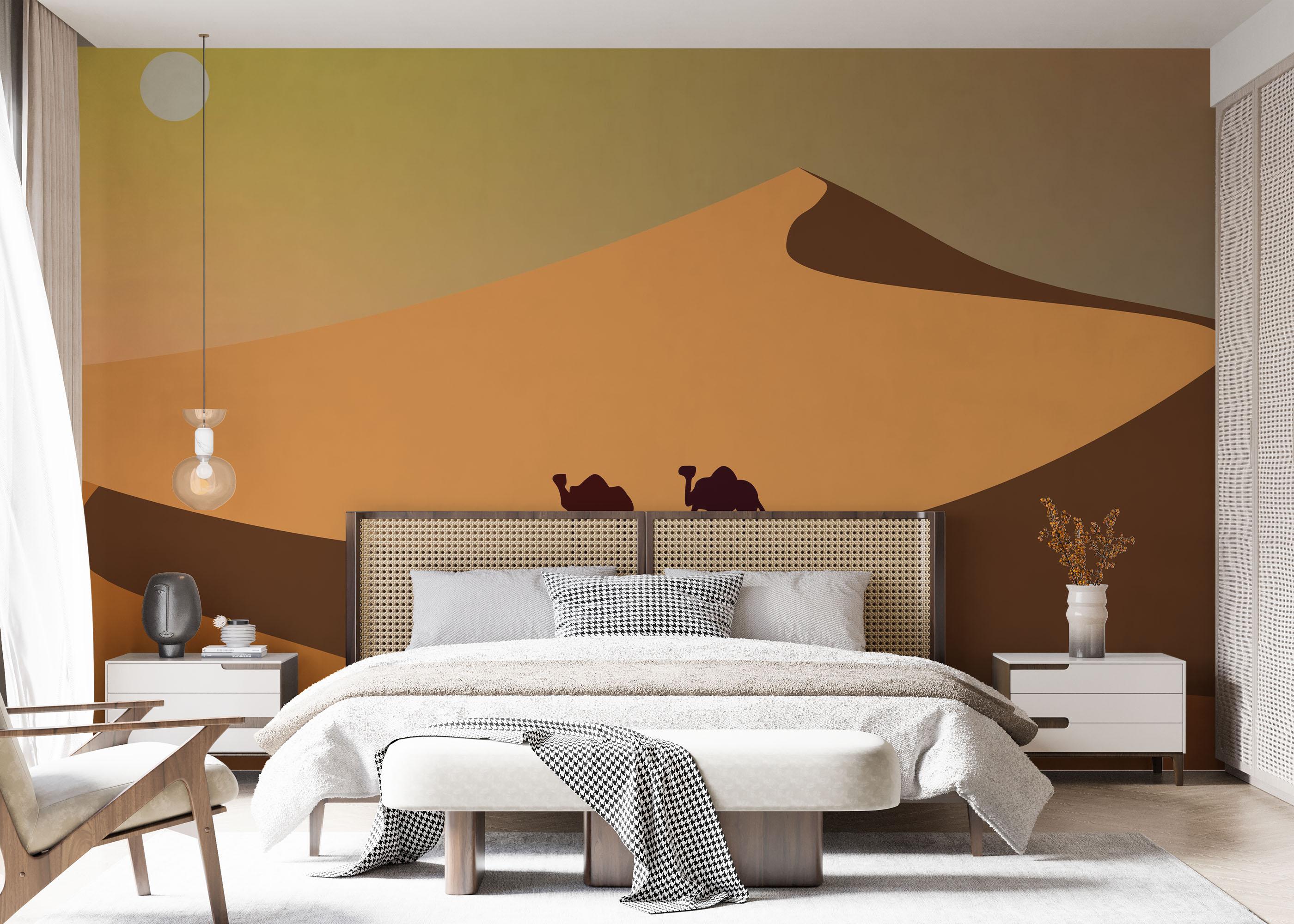 Fototapete Cream Dune Camels mockup 7