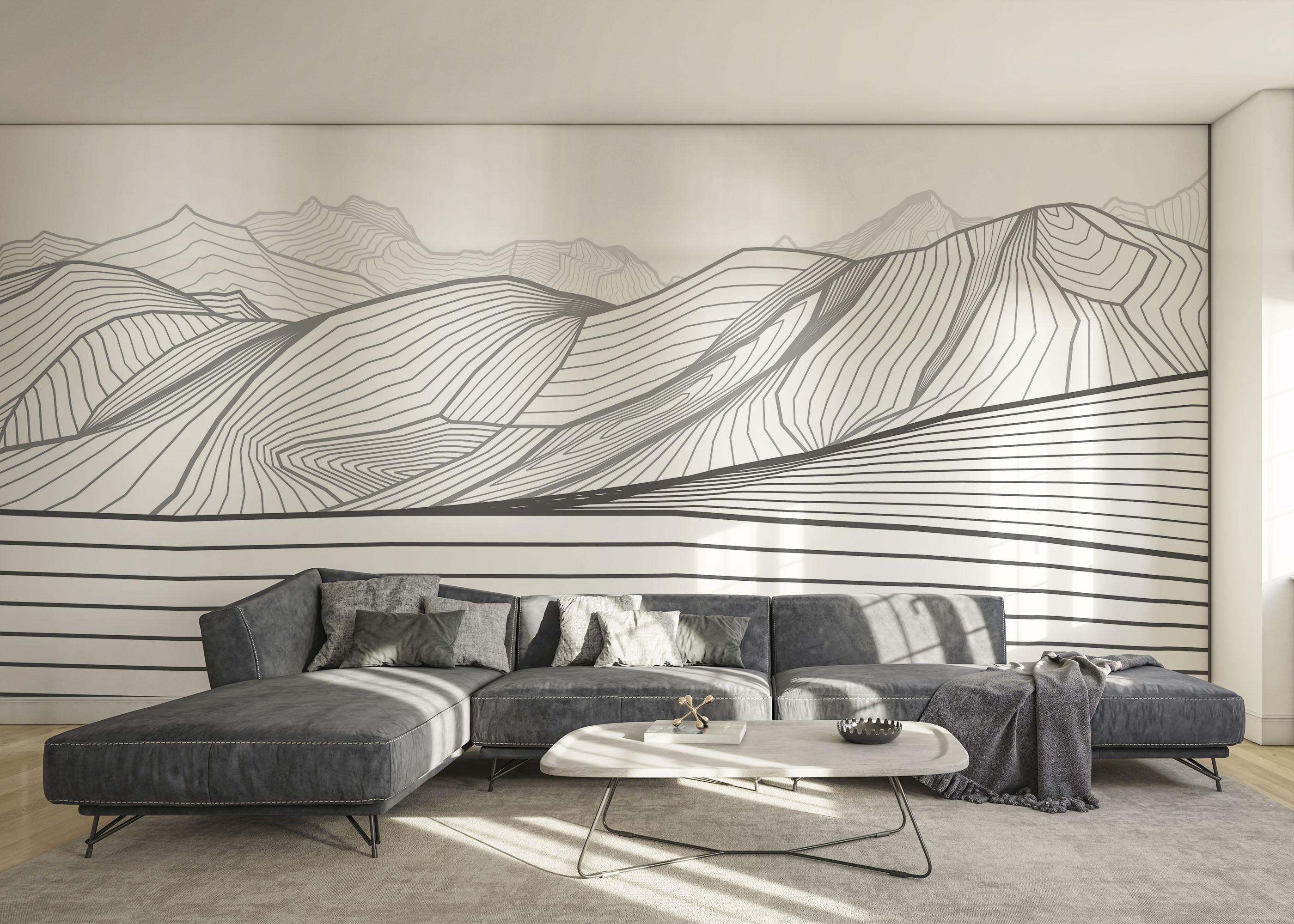 Fototapete Black Line Desert mockup 0