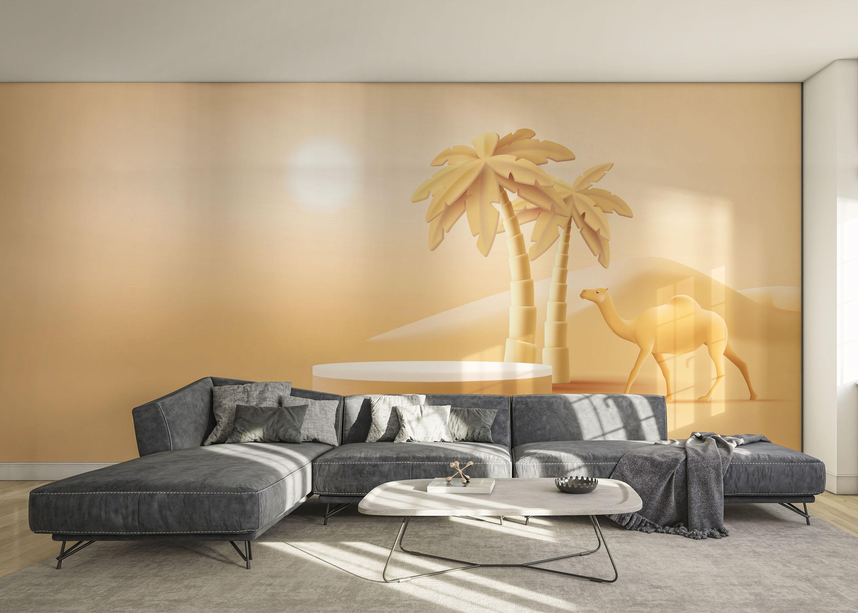 Fototapete Desert Camel Palm mockup 0