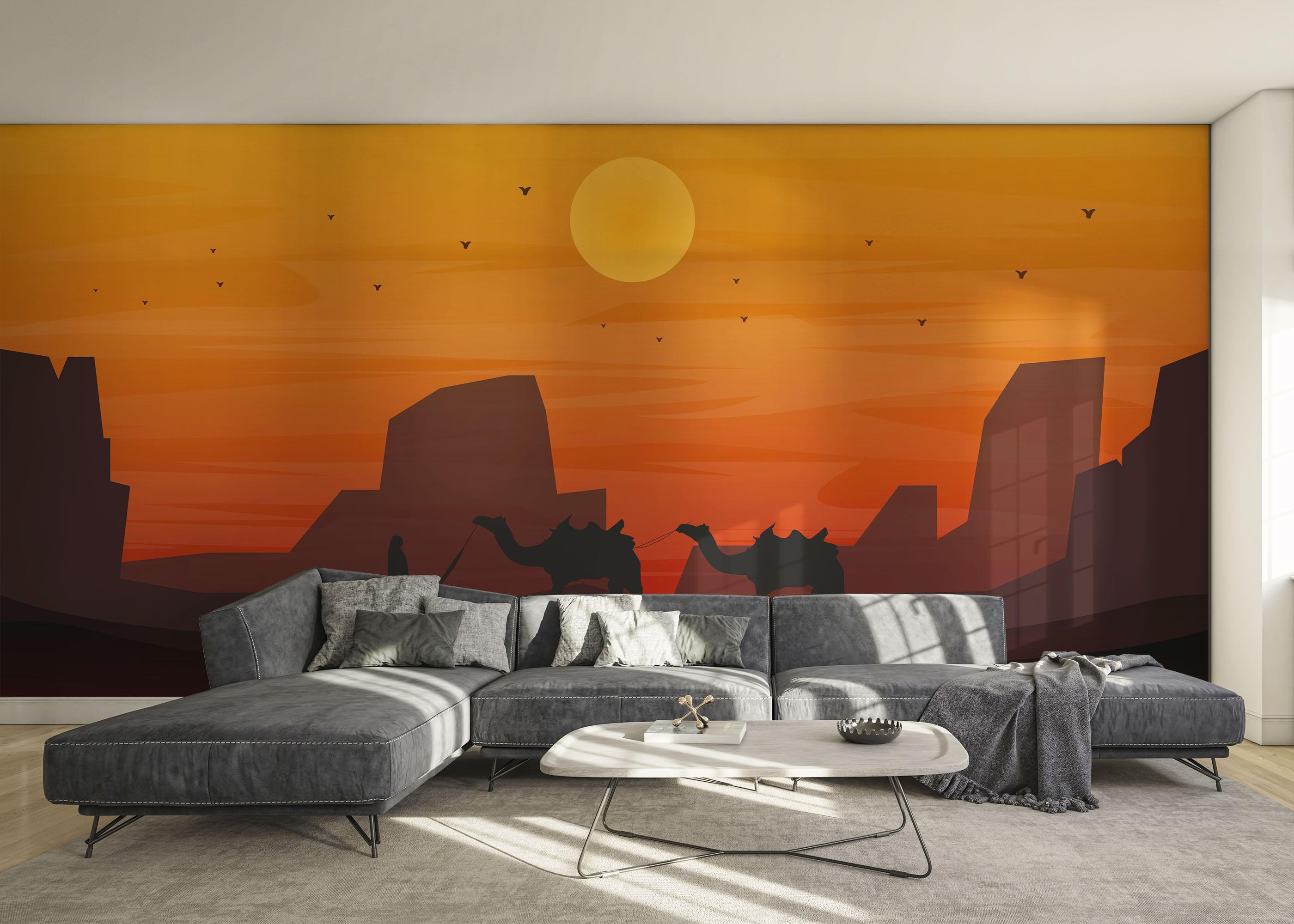 Fototapete Red Sunset Desert mockup 0