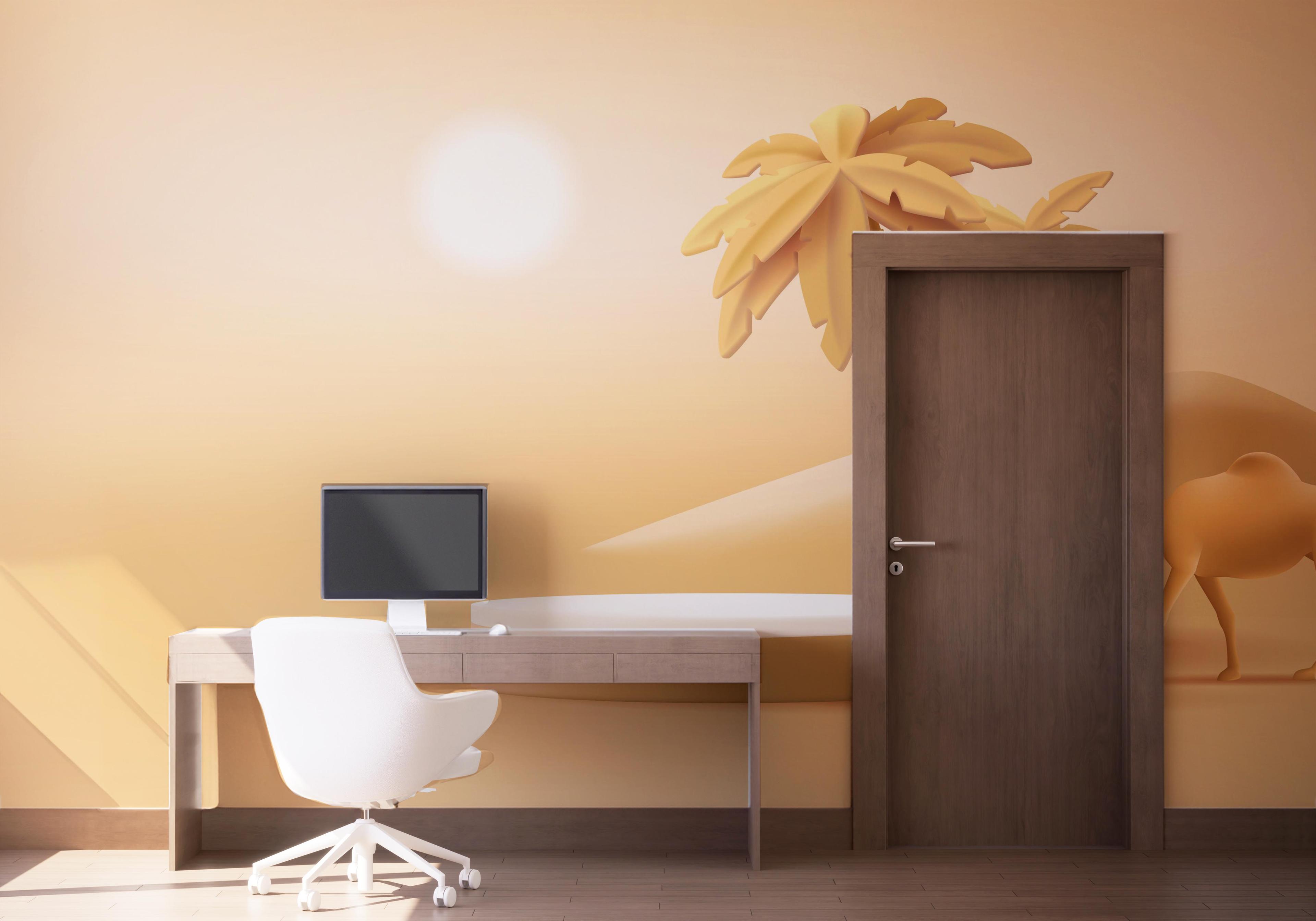 Fototapete Desert Camel Palm mockup 1