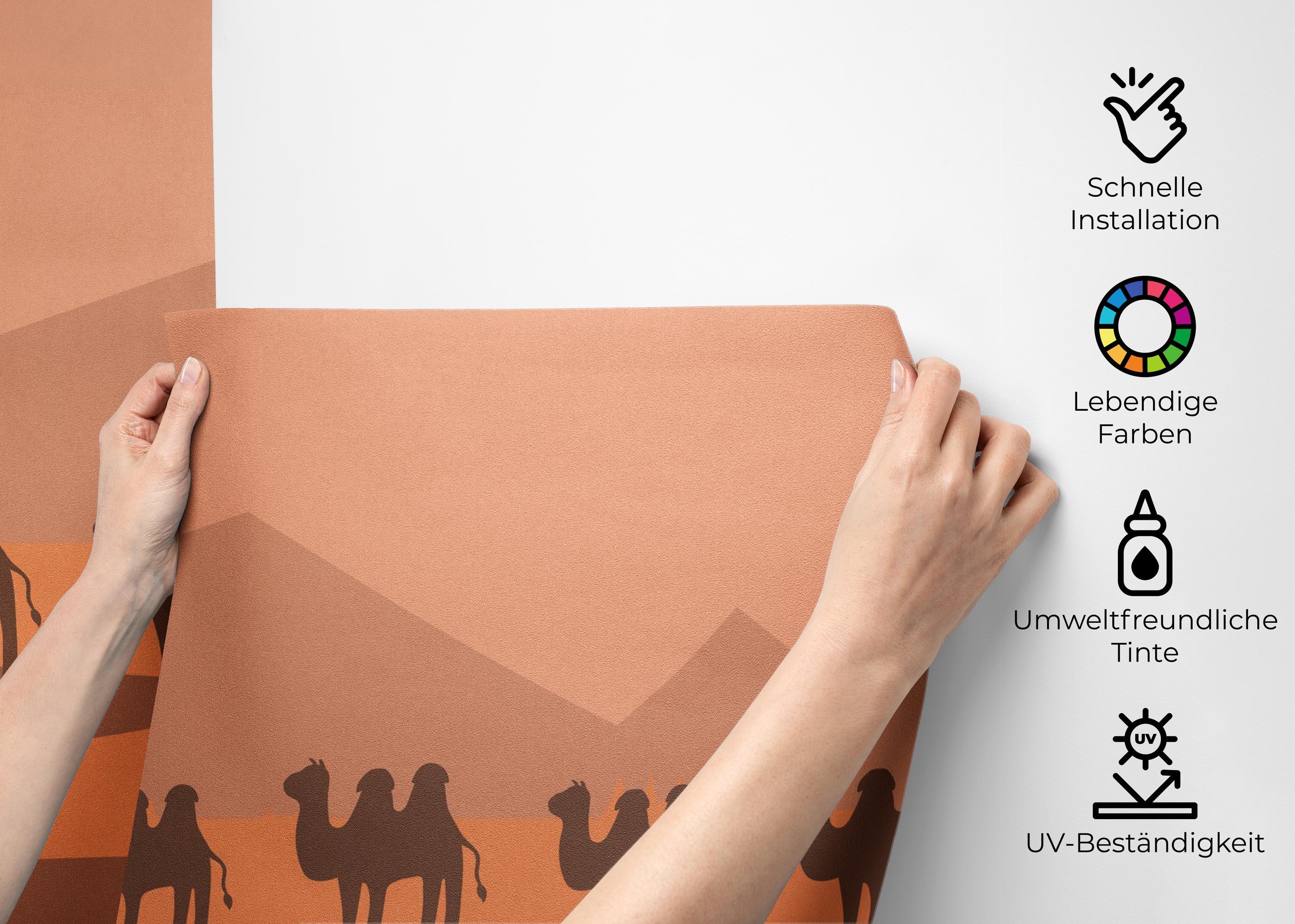 Fototapete Cream Desert Camels mockup 2