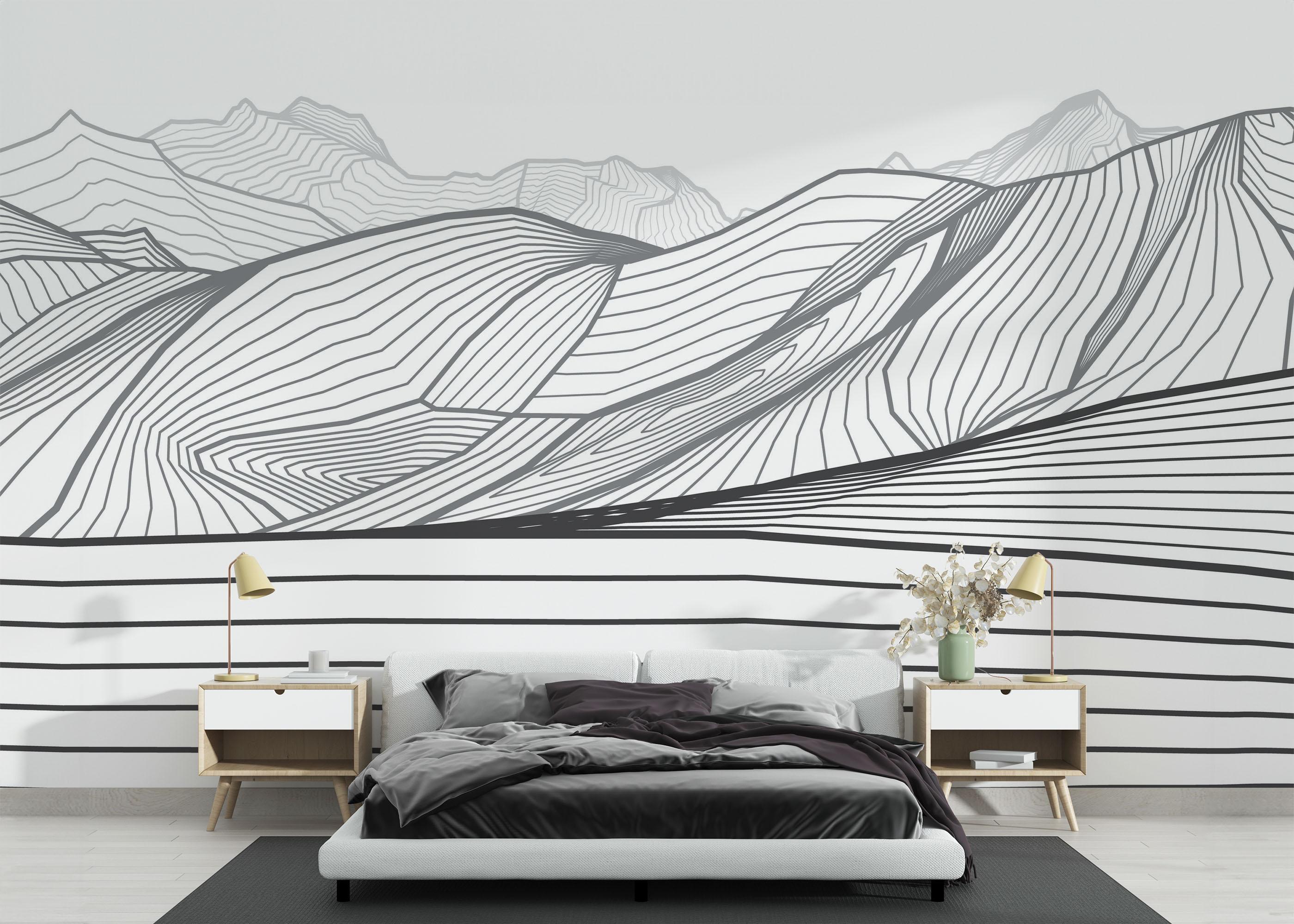 Fototapete Black Line Desert mockup 3