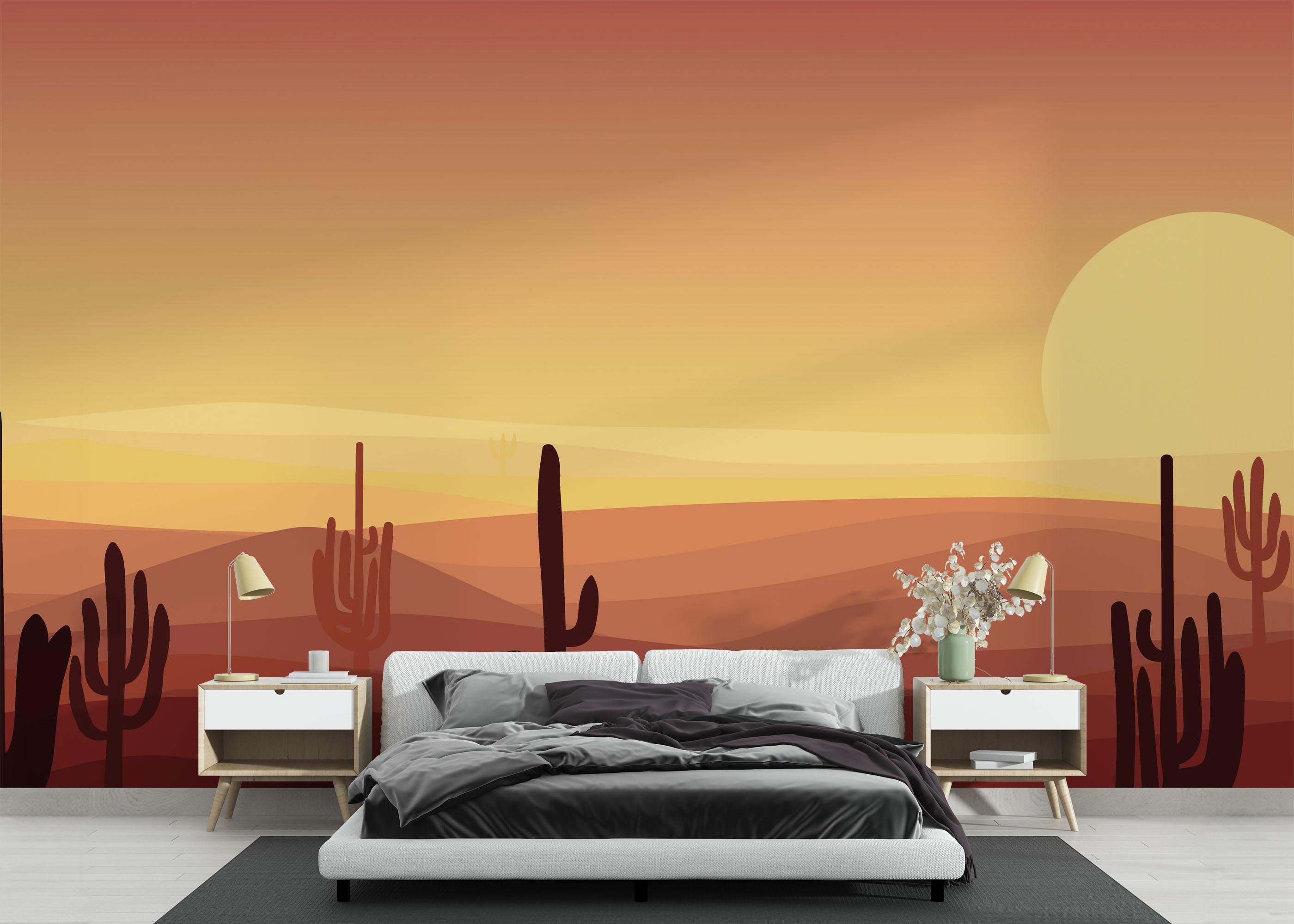Fototapete Cactus Desert Art mockup 3