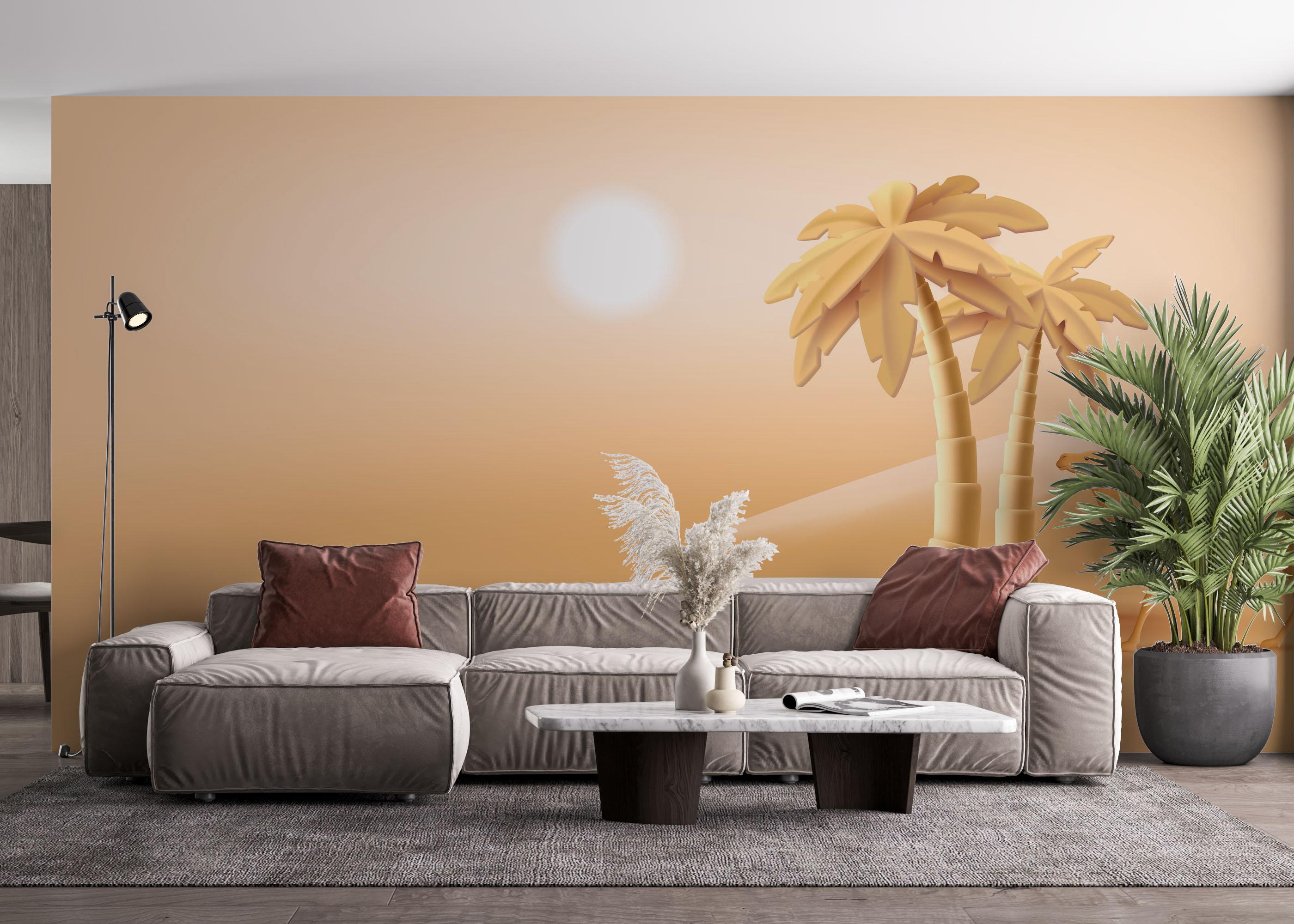 Fototapete Desert Camel Palm mockup 4