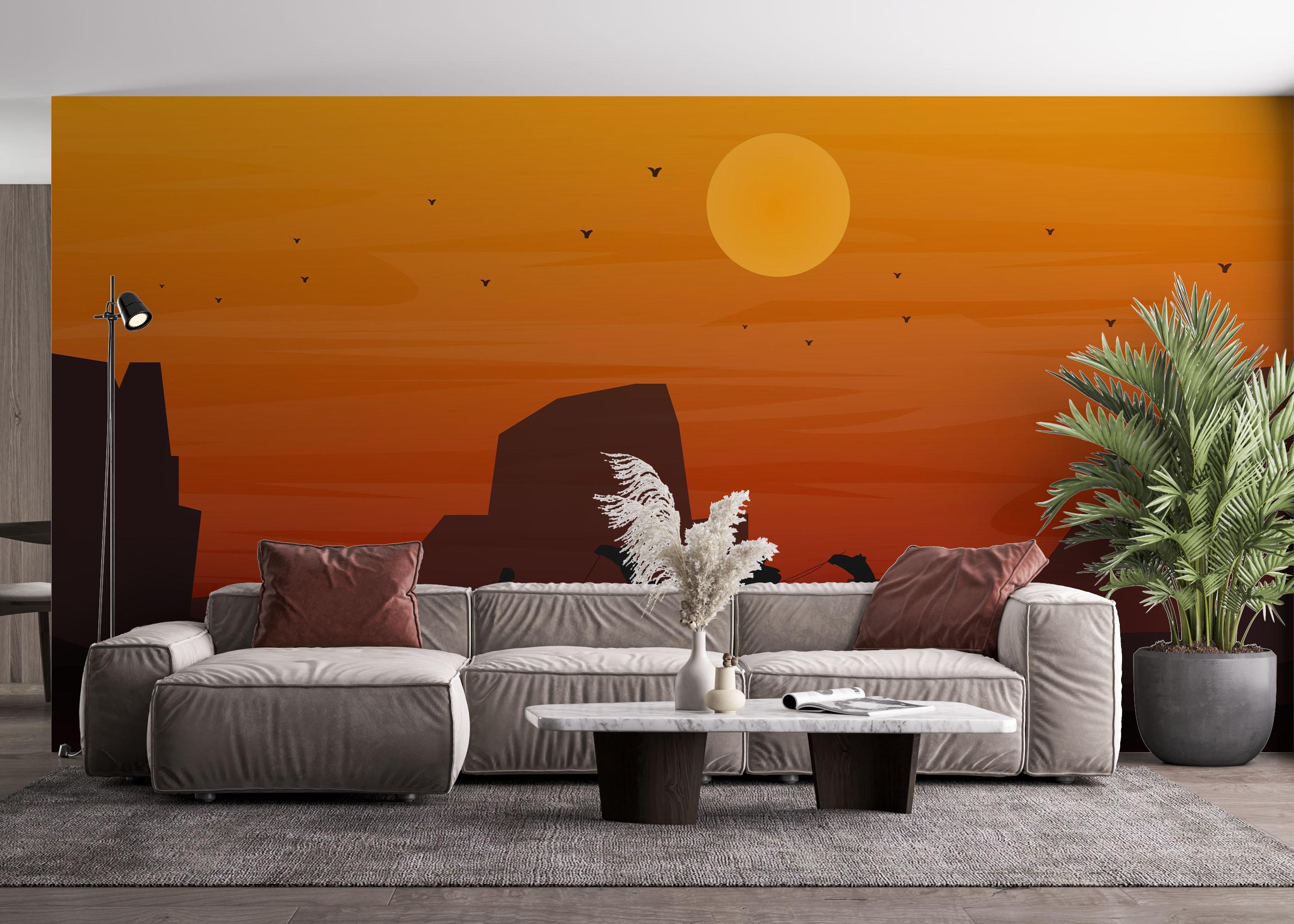 Fototapete Red Sunset Desert mockup 4