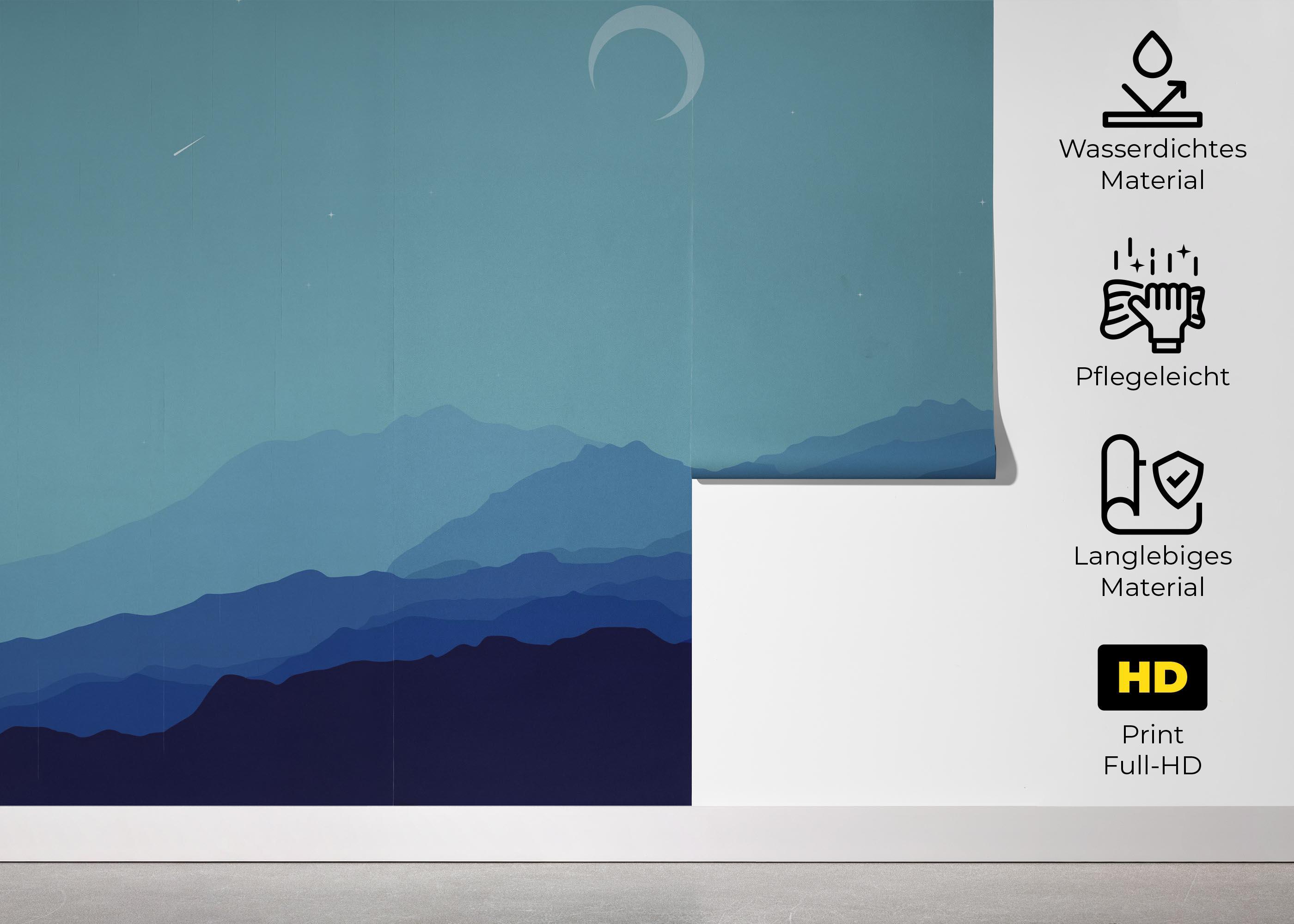 Fototapete Blue Desert Moon mockup 5