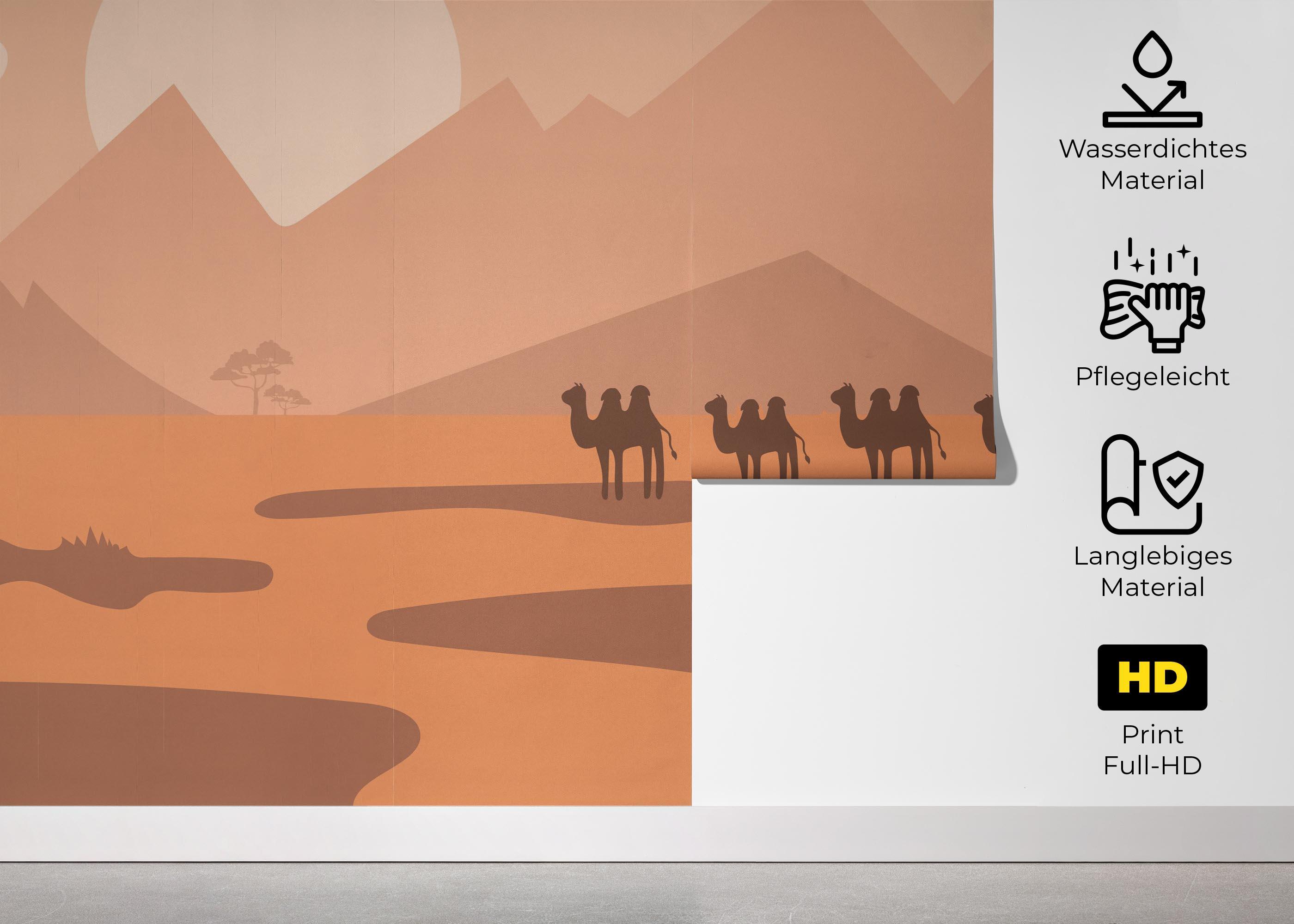 Fototapete Cream Desert Camels mockup 5