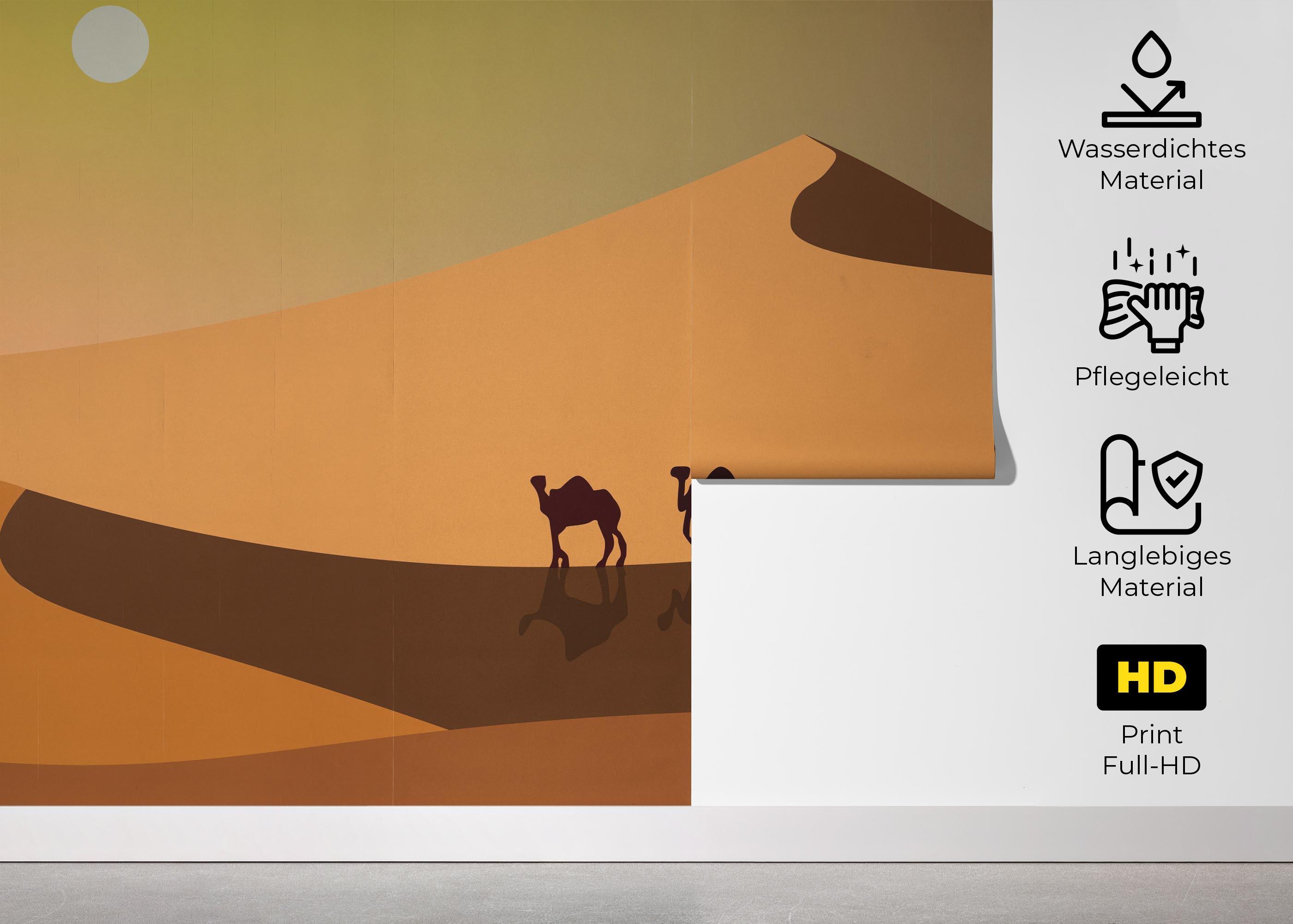 Fototapete Cream Dune Camels mockup 5