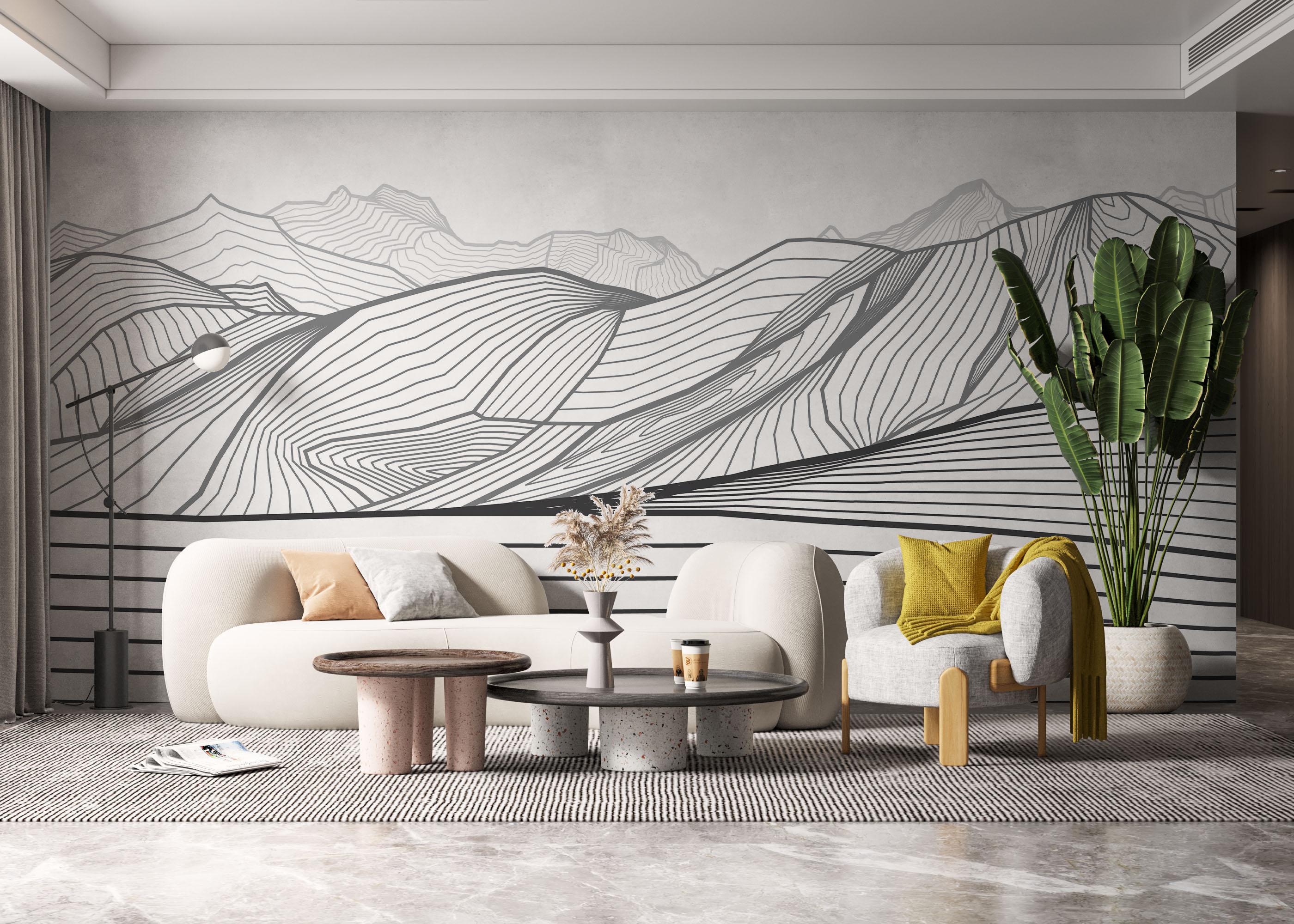 Fototapete Black Line Desert mockup 6