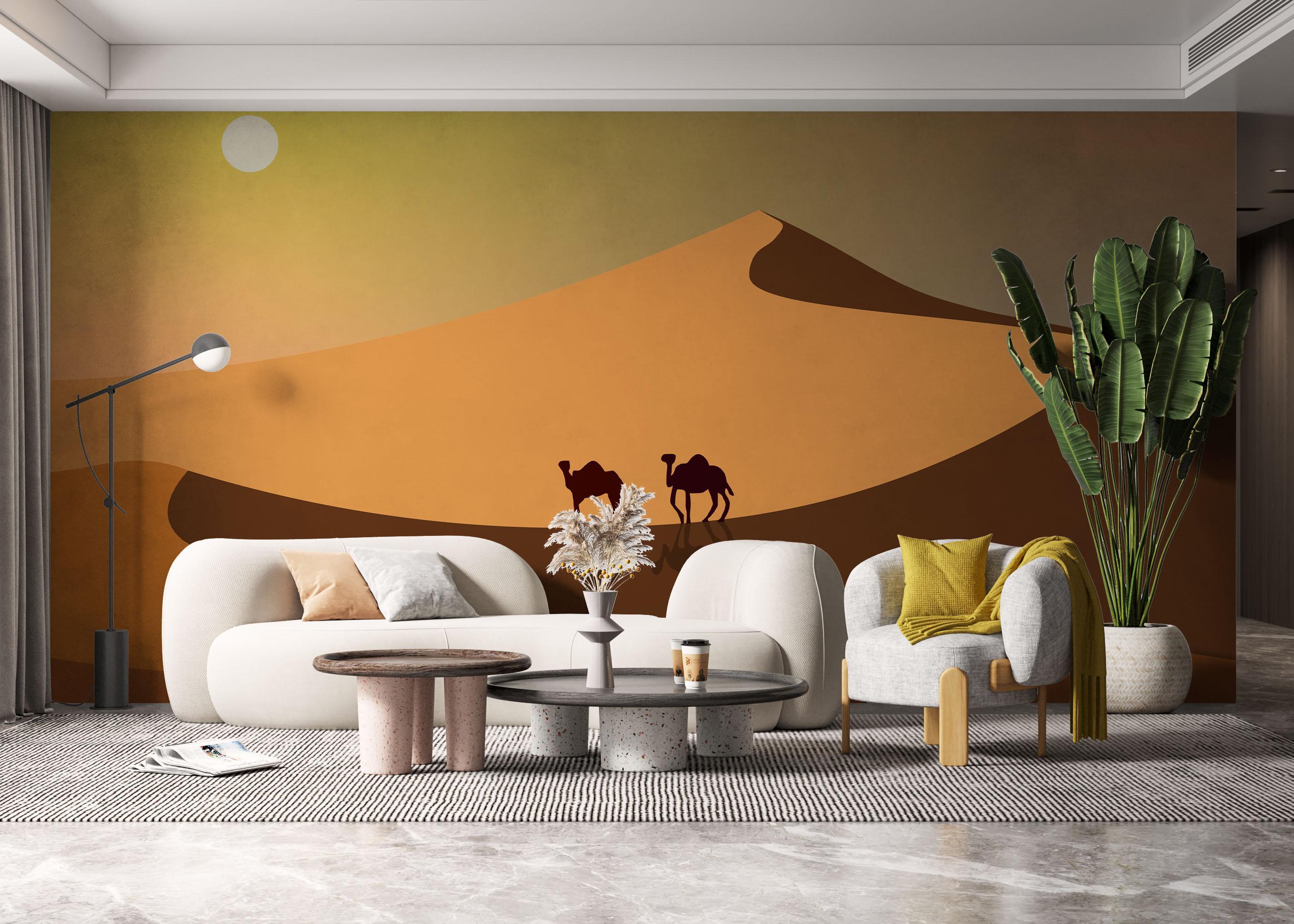 Fototapete Cream Dune Camels mockup 6