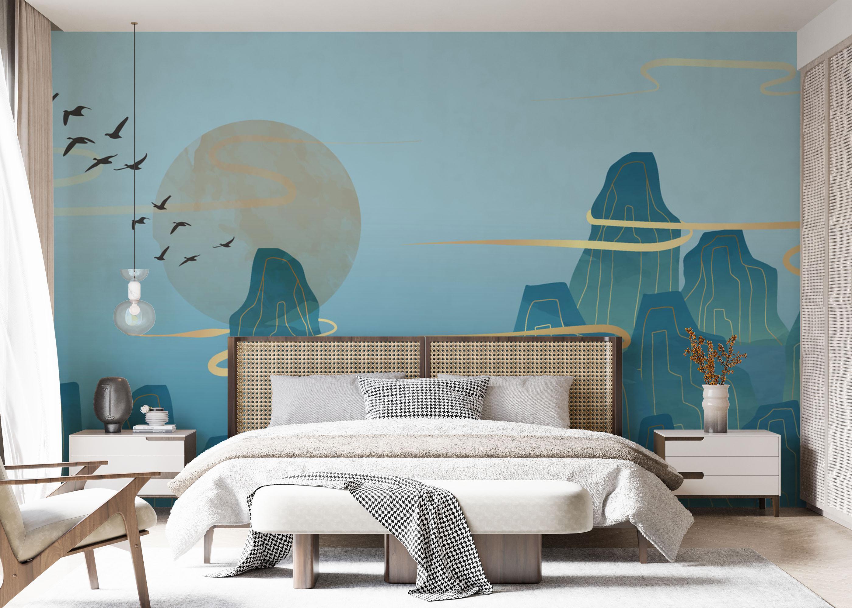 Fototapete Gold Smoke Mountain mockup 7