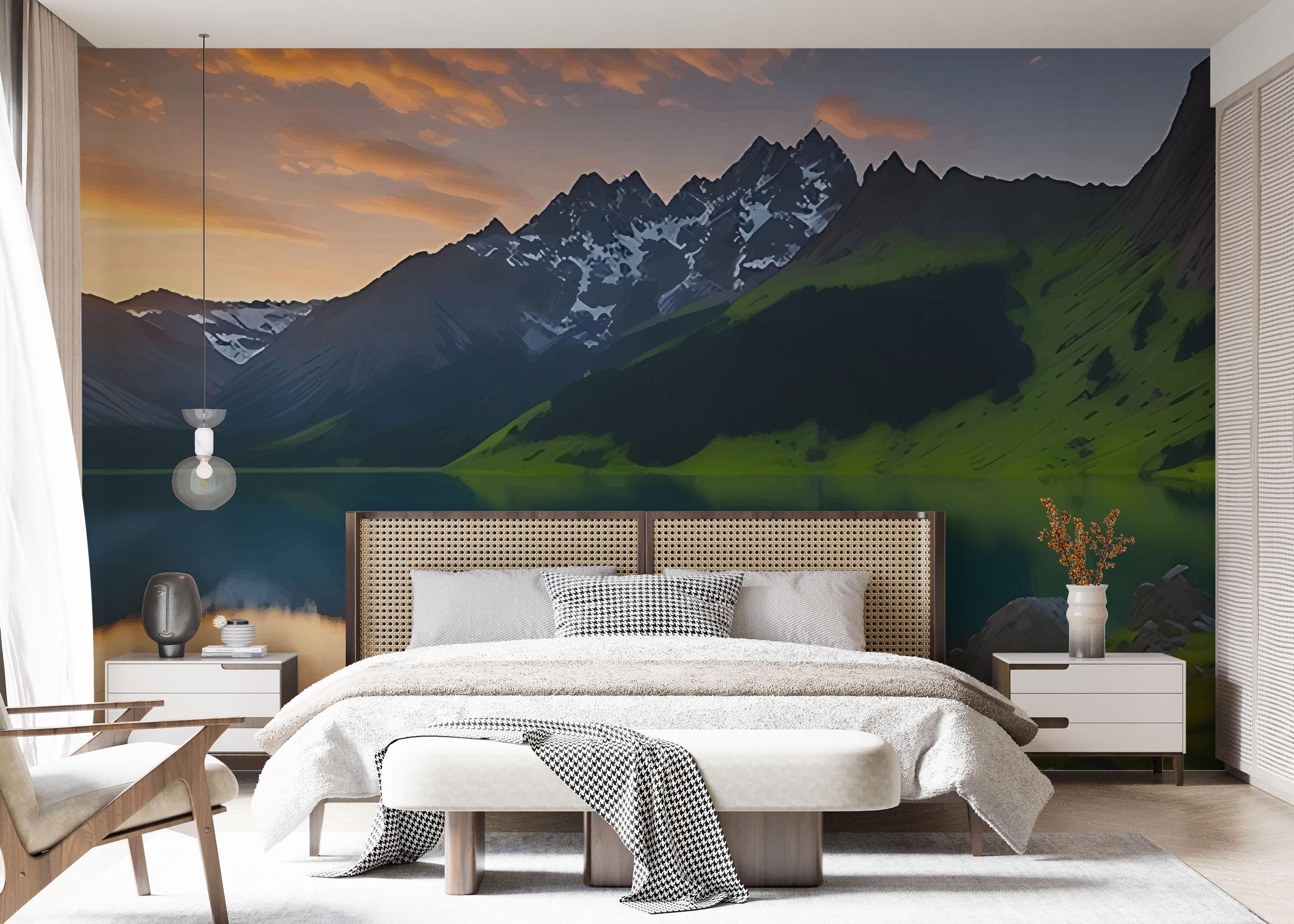 Fototapete Grass Mountain mockup 7