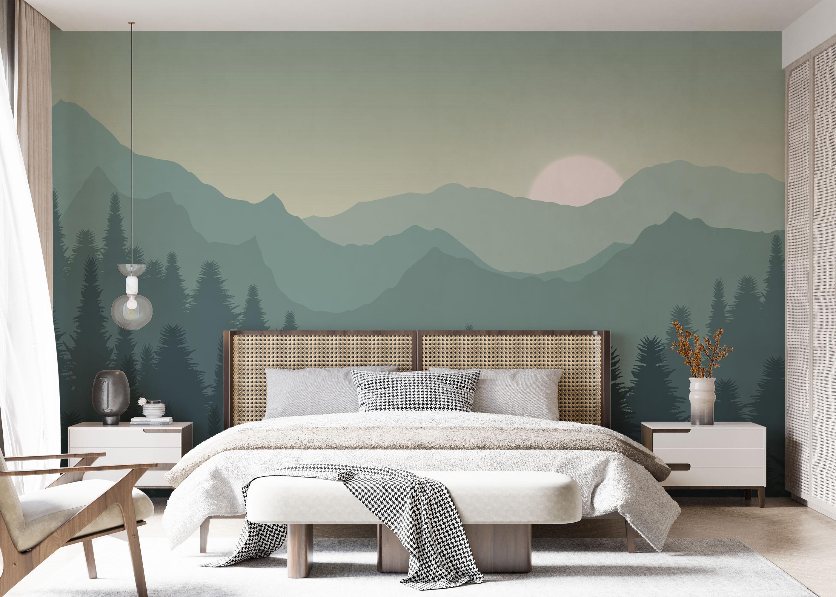 Fototapete Green Mountain Tree mockup 7