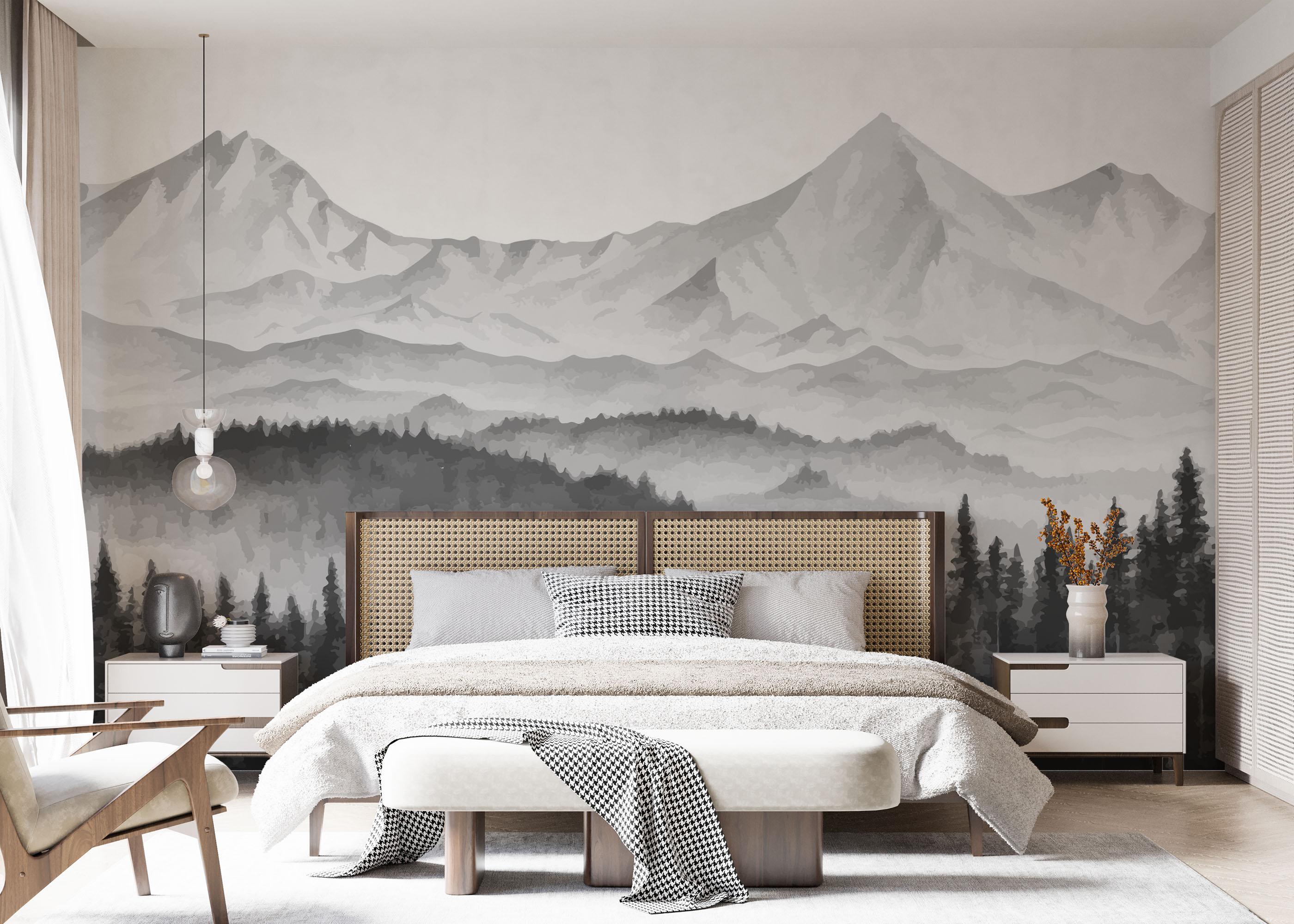 Fototapete Grey Tree Mountain mockup 7