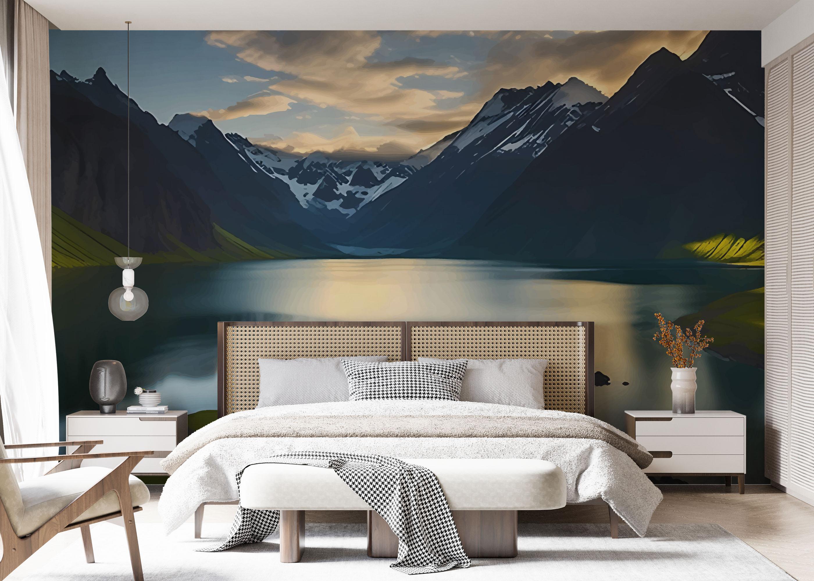 Fototapete Mountain Big Lake mockup 7