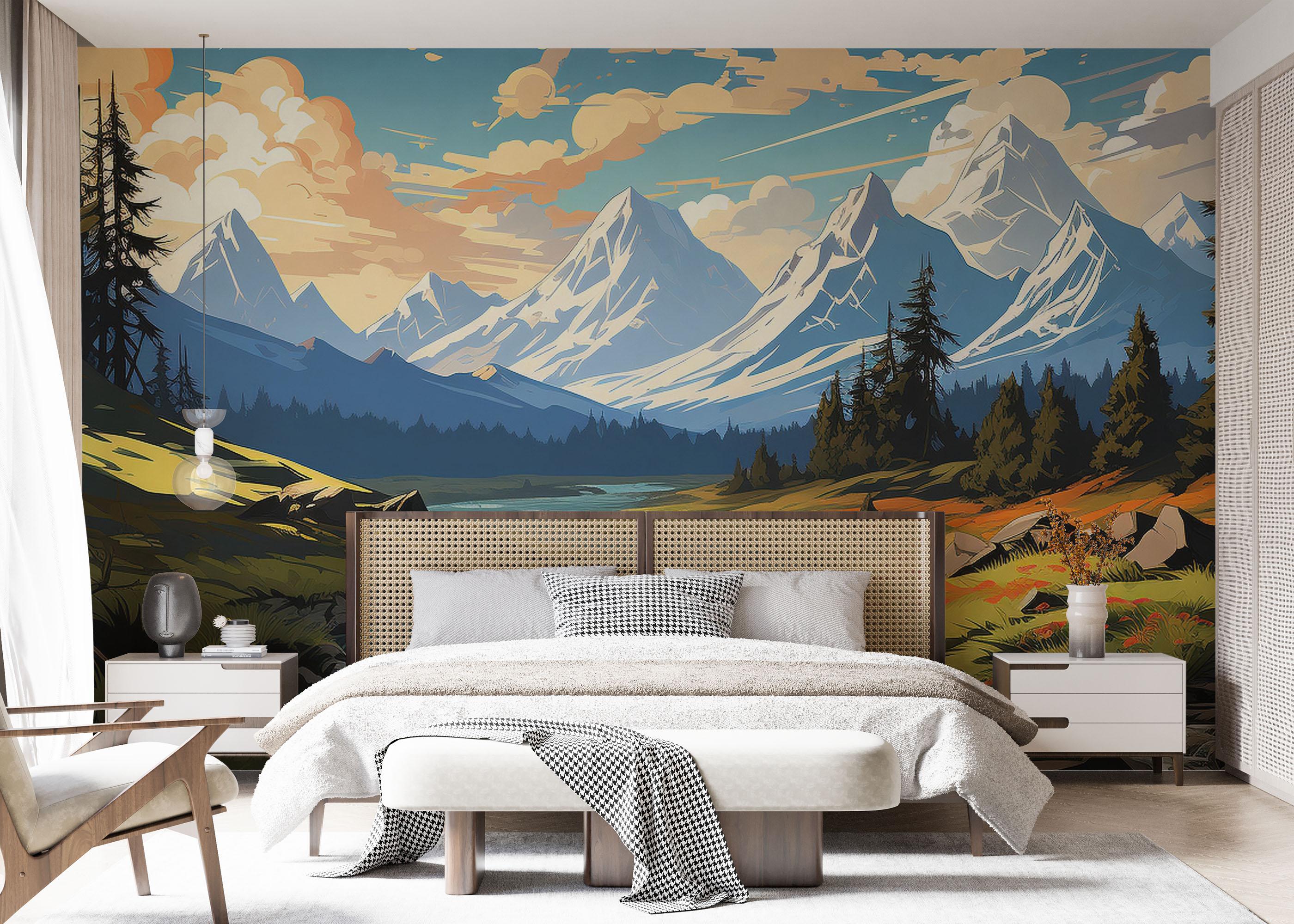 Fototapete Mountain Cartoon View mockup 7