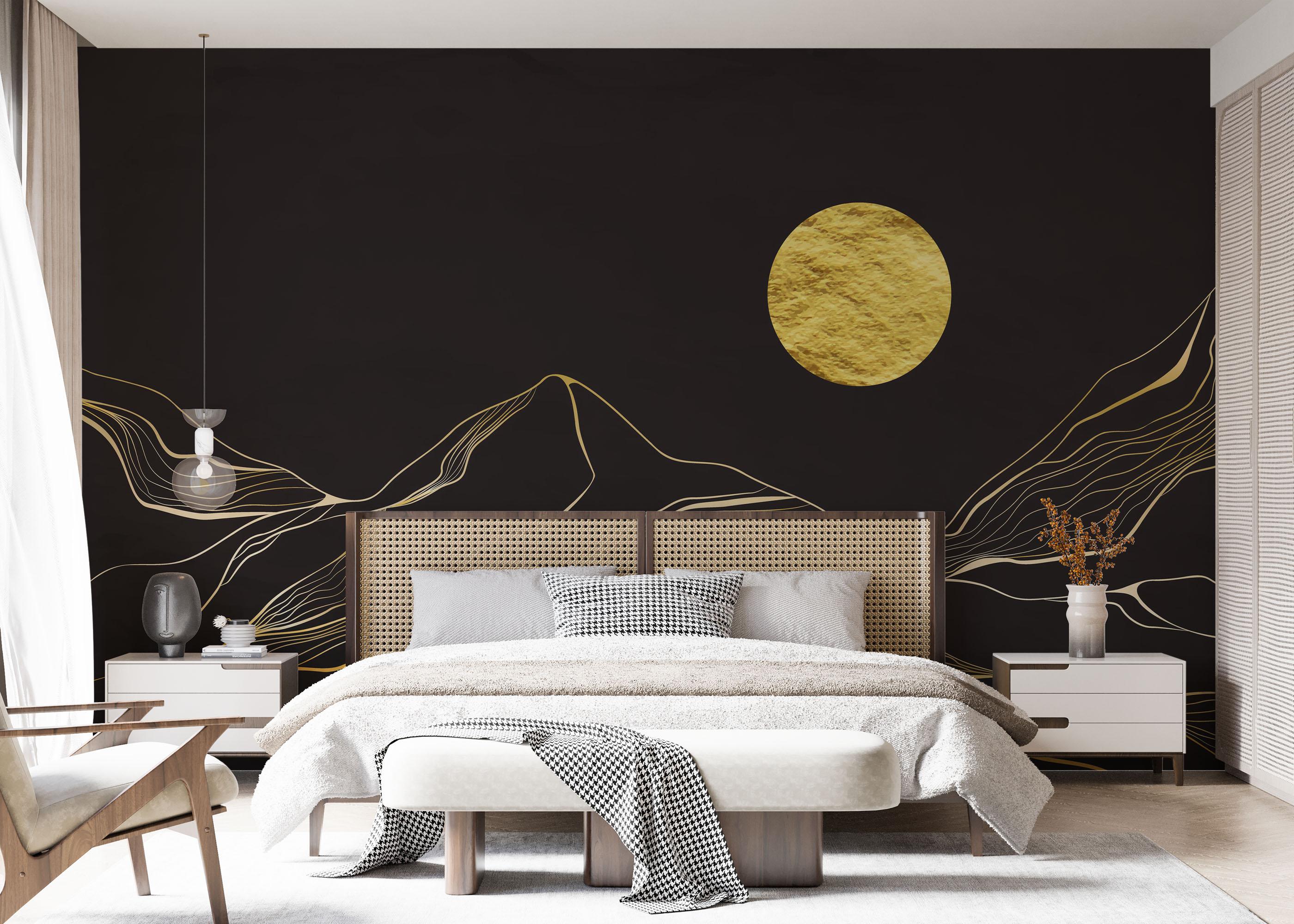 Fototapete Mountain Golden Moon mockup 7