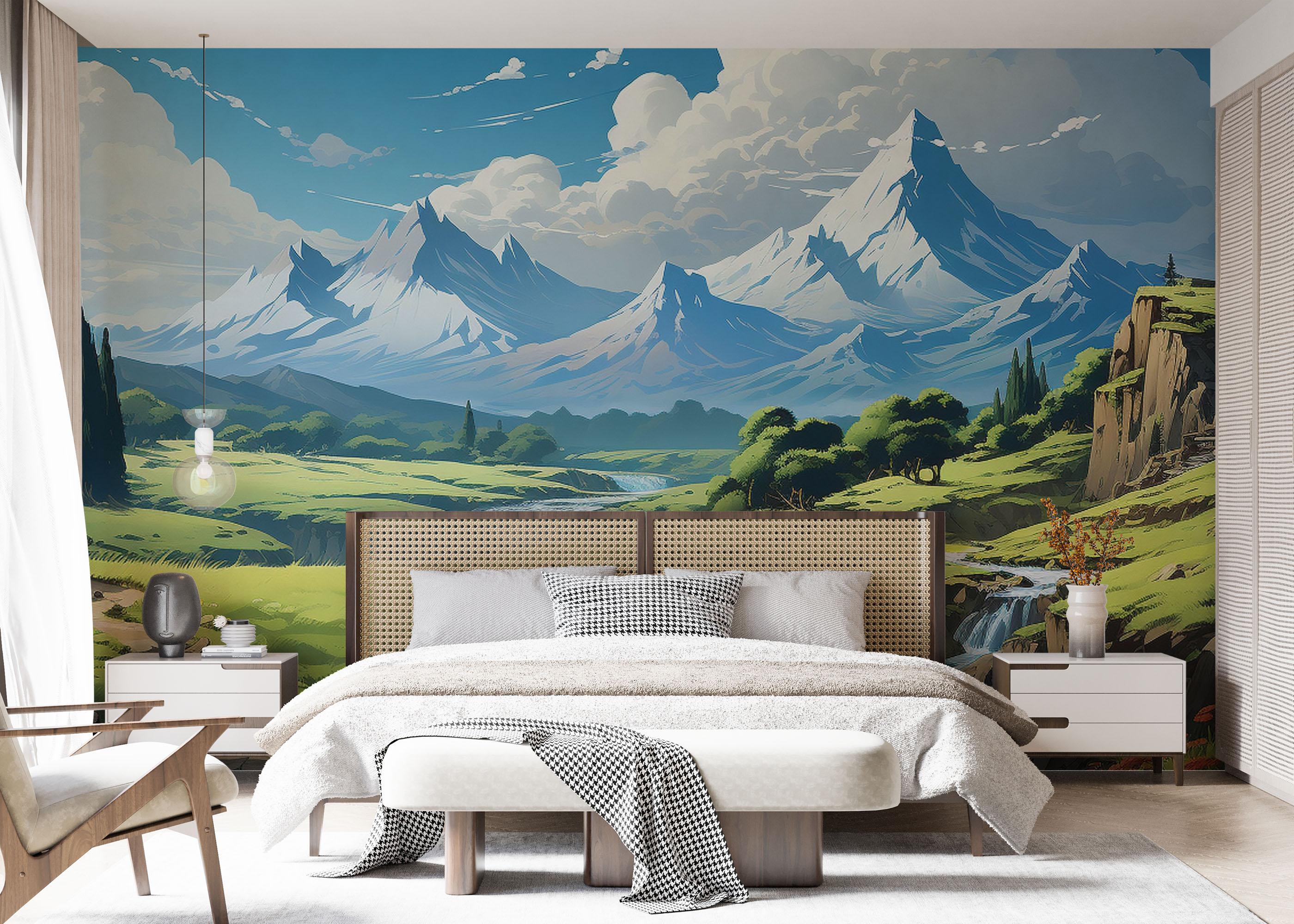 Fototapete Snow Mountain Art mockup 7