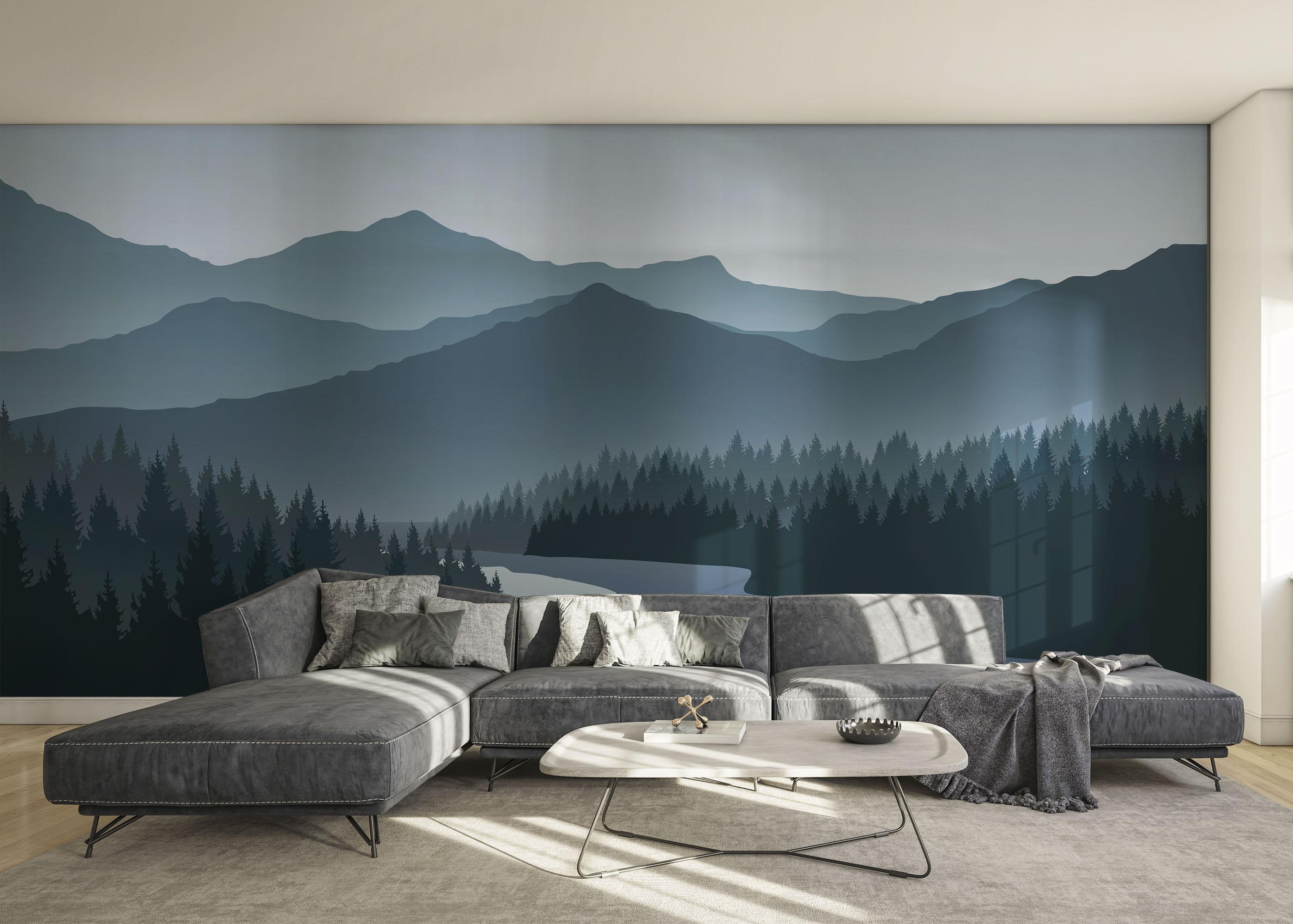 Fototapete Dark Tree Mountain mockup 0