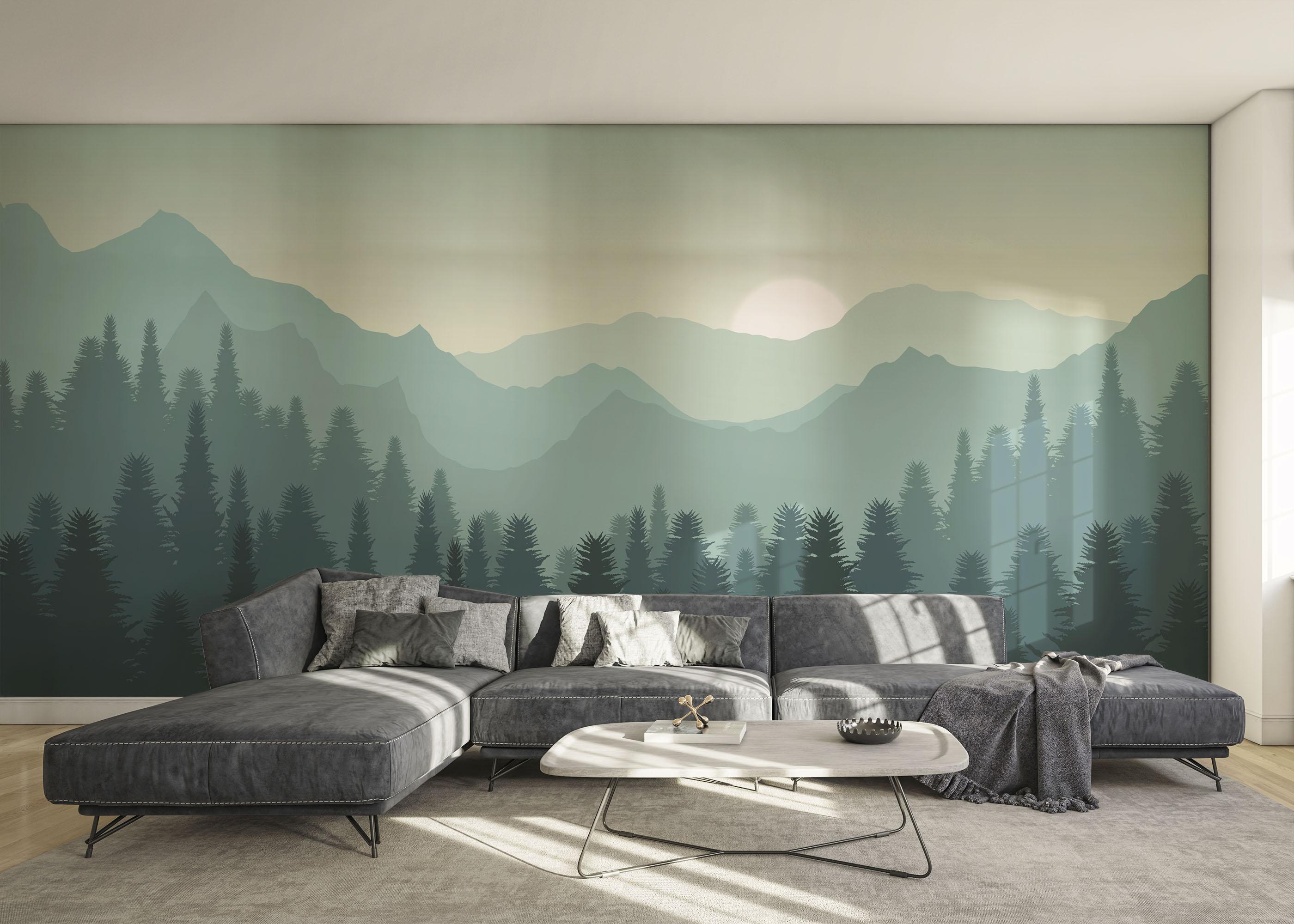 Fototapete Green Mountain Tree mockup 0