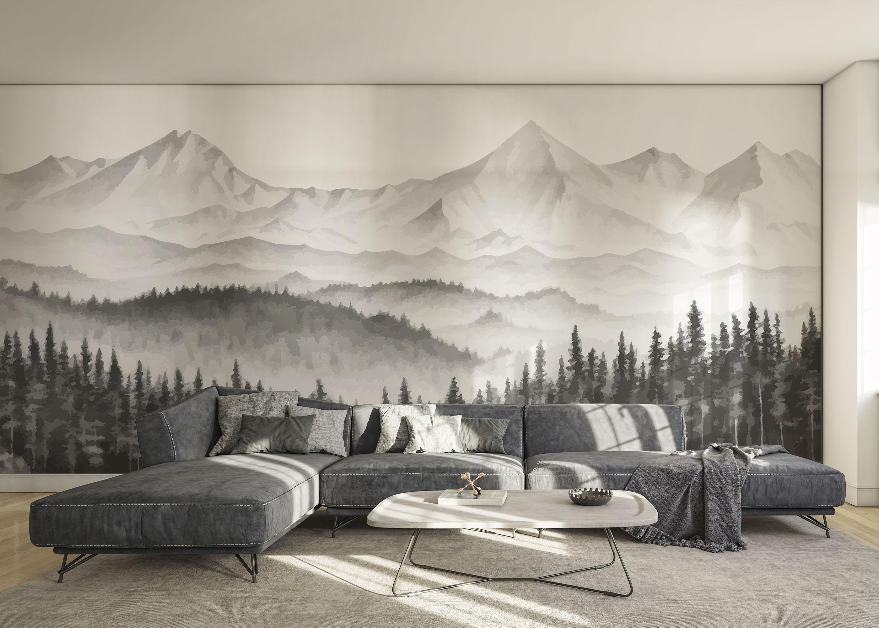 Fototapete Grey Tree Mountain mockup 0